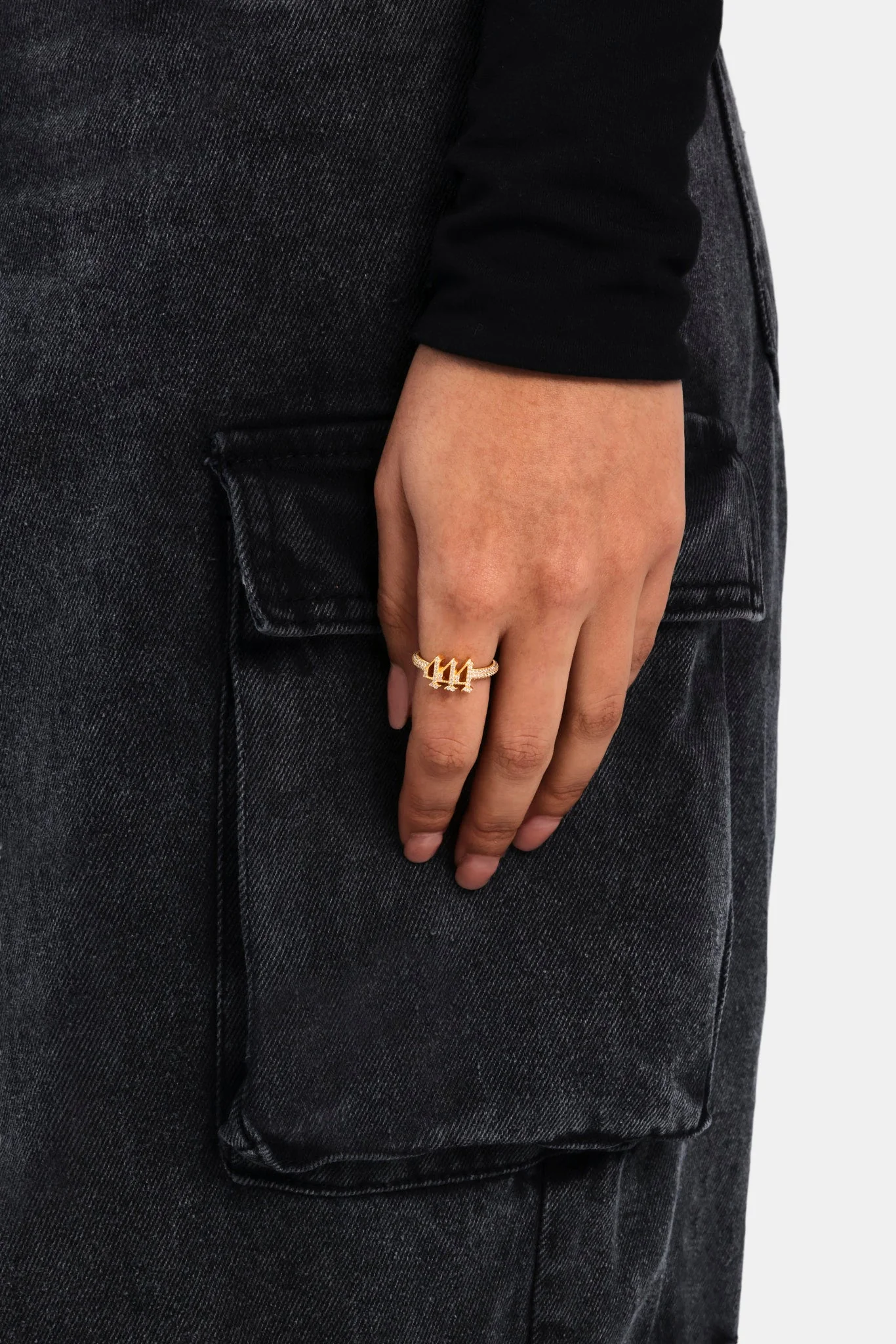 925 Iced CZ 444 Ring - Gold - Image 2