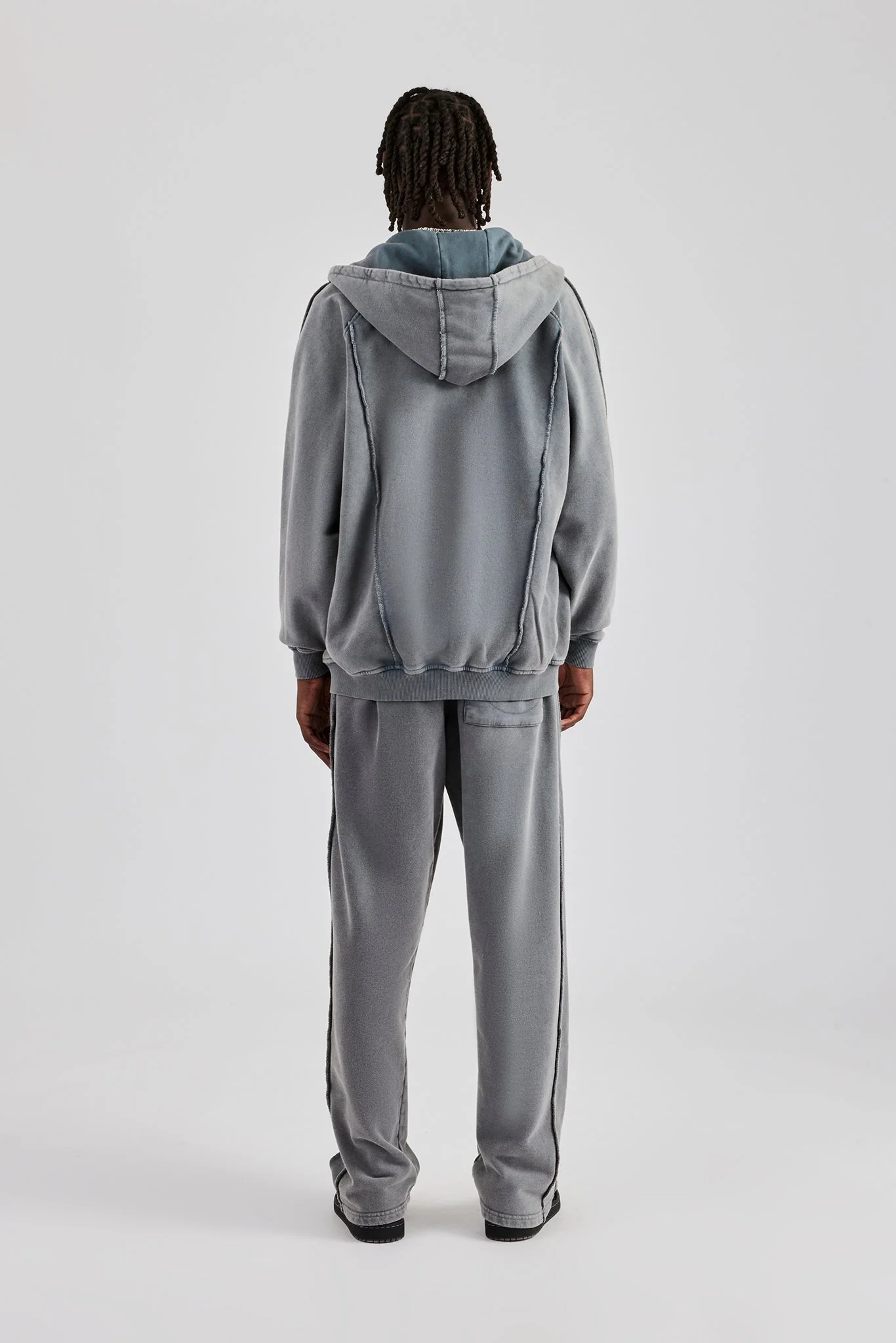 Acid Exposed Seam Zip Through Tracksuit - Charcoal - Image 3