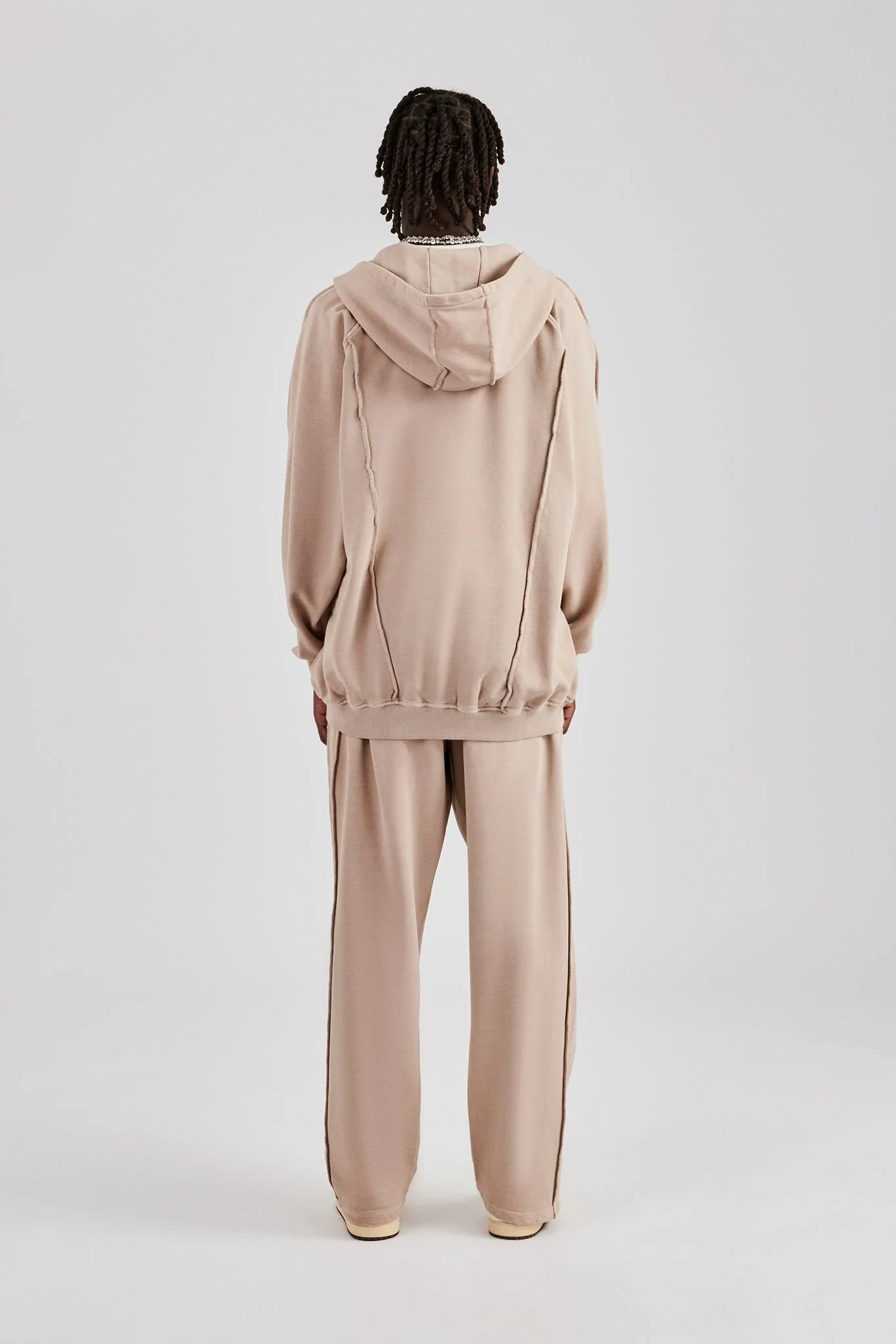 Acid Exposed Seam Zip Through Tracksuit - Stone - Image 4