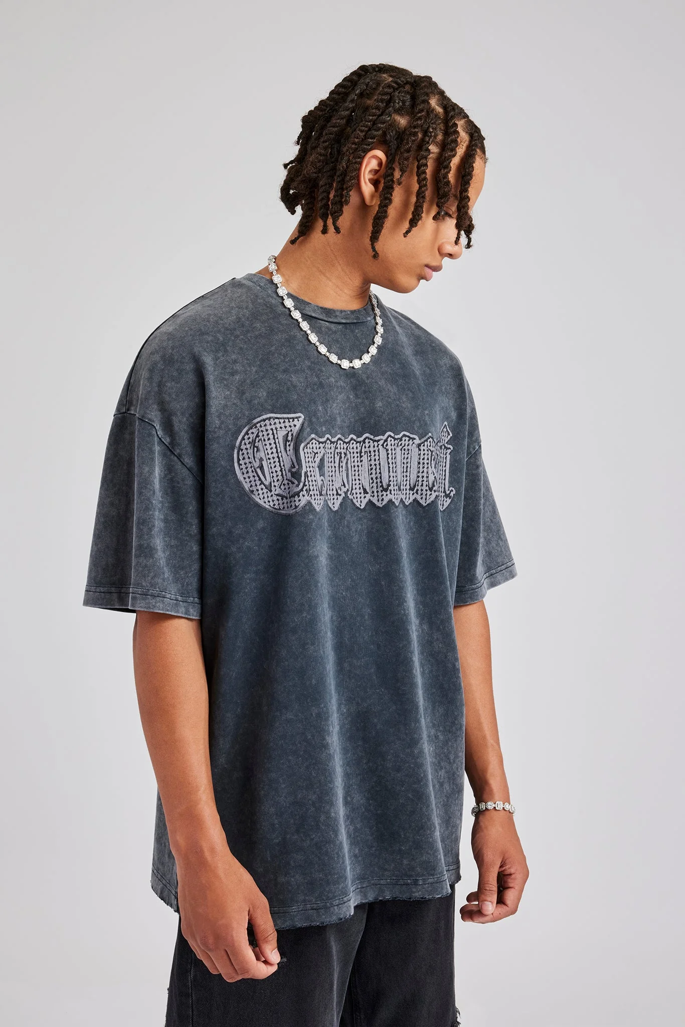 Acid Wash Cernucci Chrome Oversized T-Shirt - Image 3