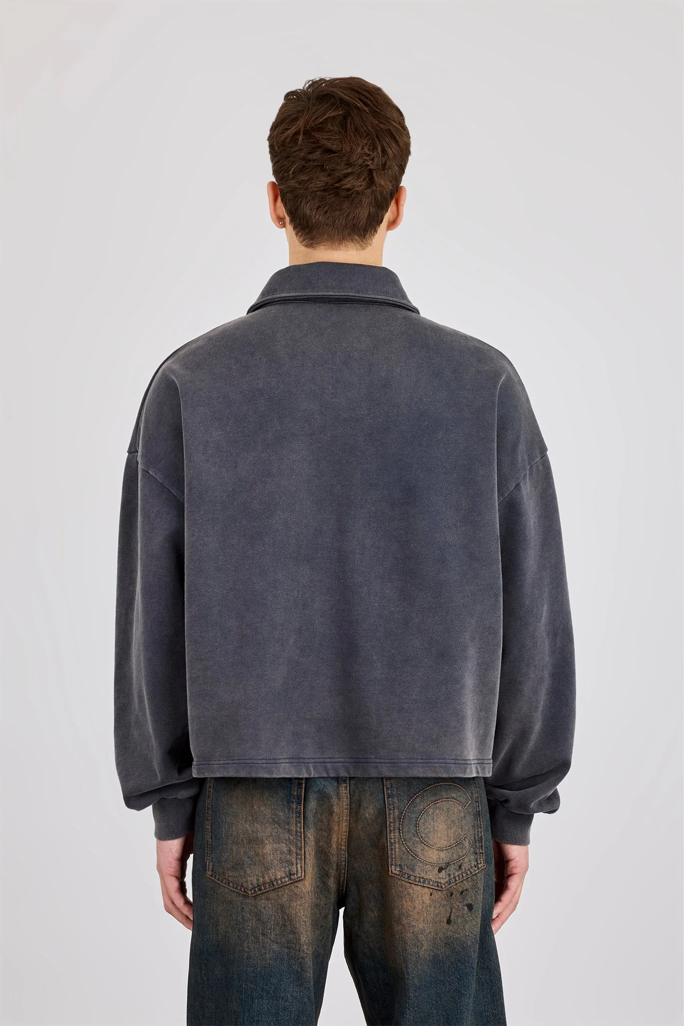 Acid Wash Rugby Polo - Washed Navy - Image 3