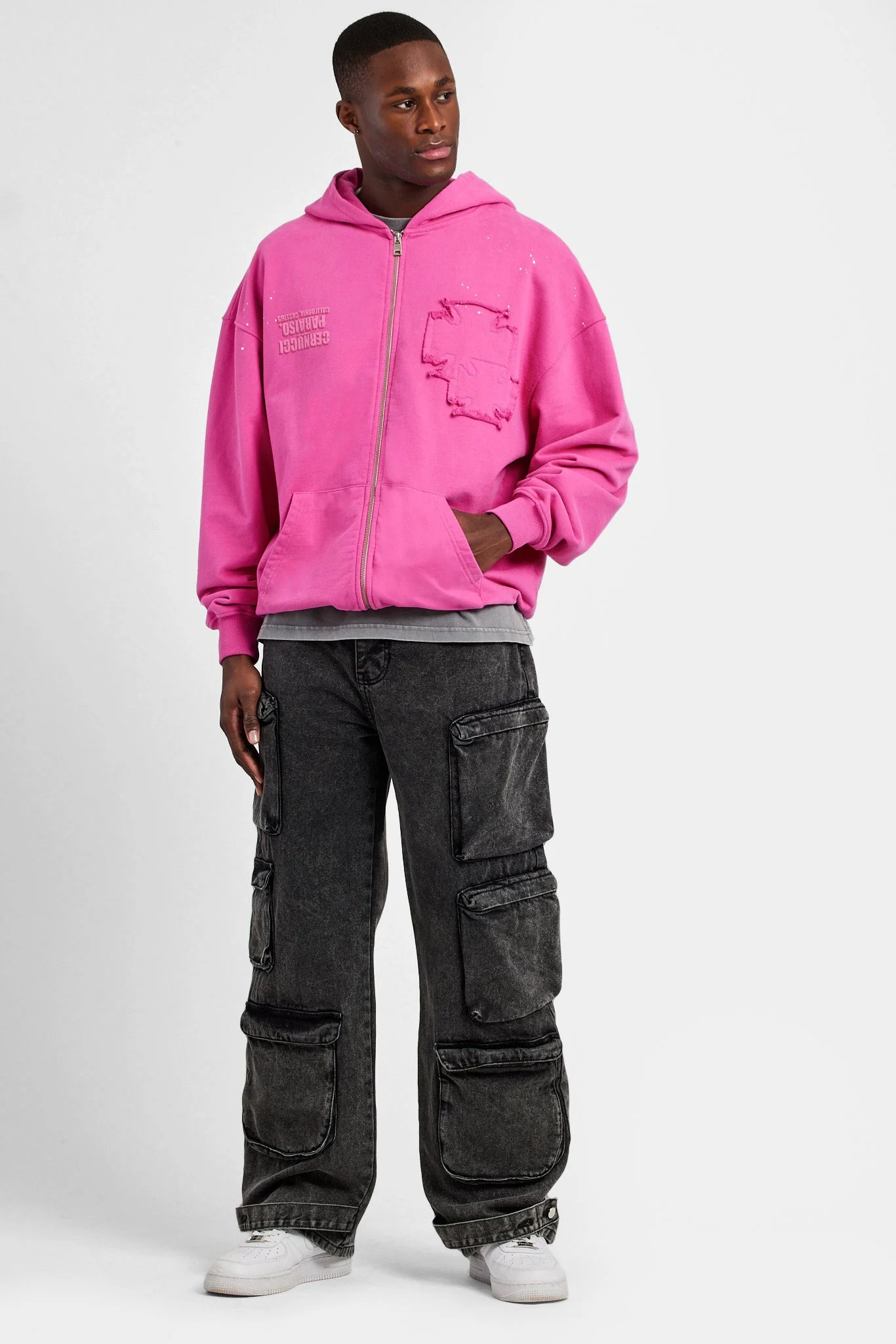 Acid Wash Utility Cargo Jeans - Image 2