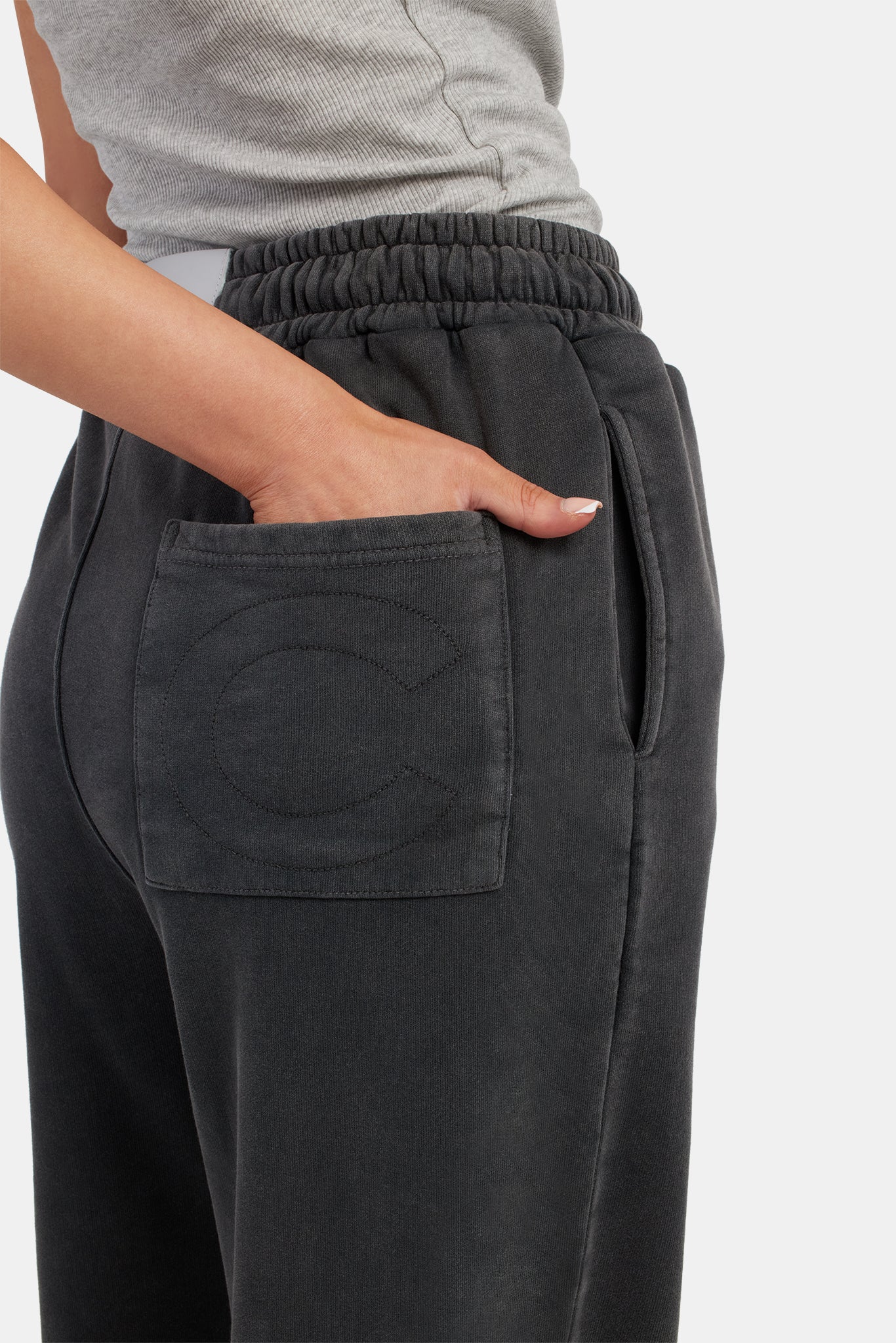 Acid Wash Wide Leg Jogger - Charcoal - Image 3
