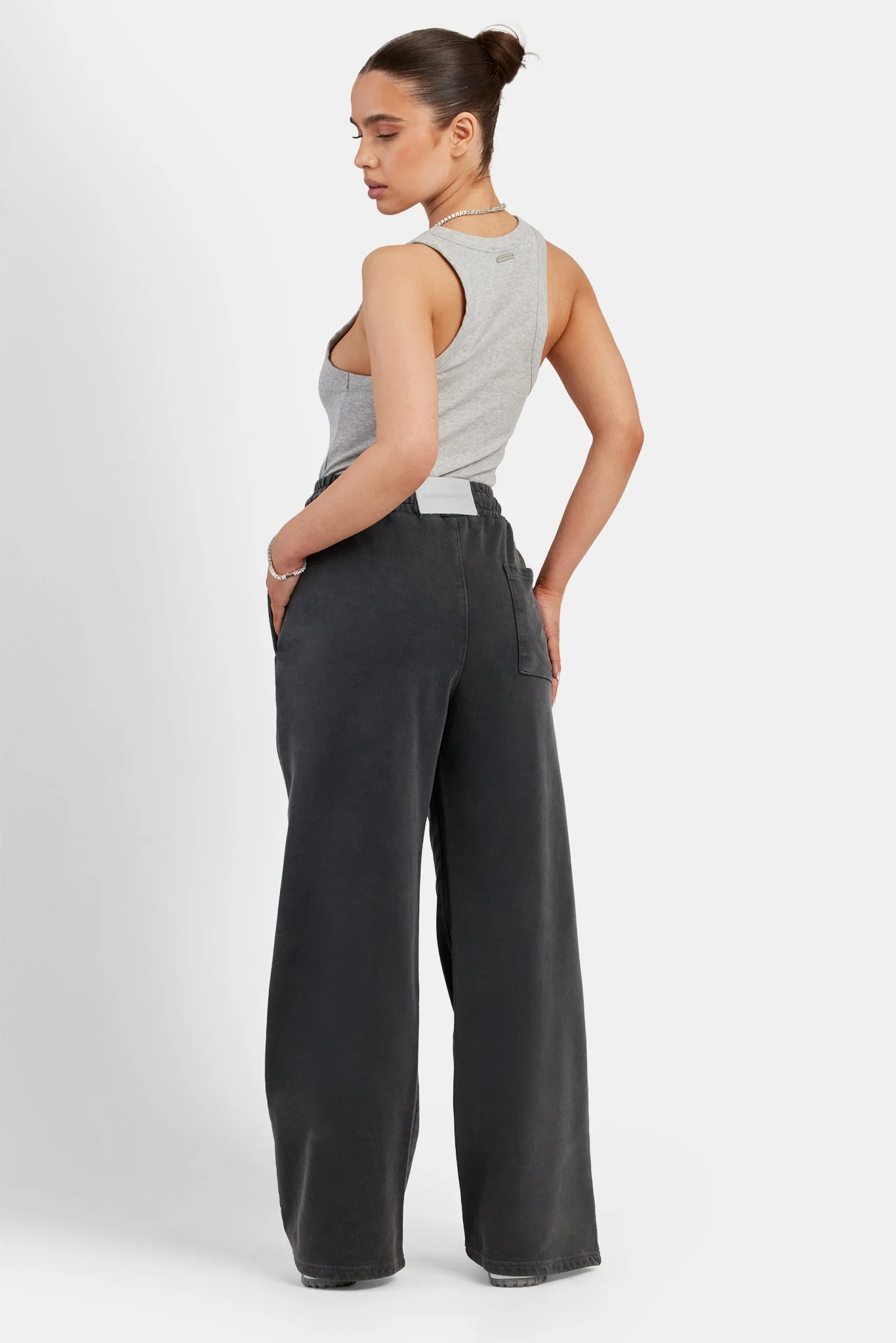 Acid Wash Wide Leg Jogger - Charcoal - Image 4