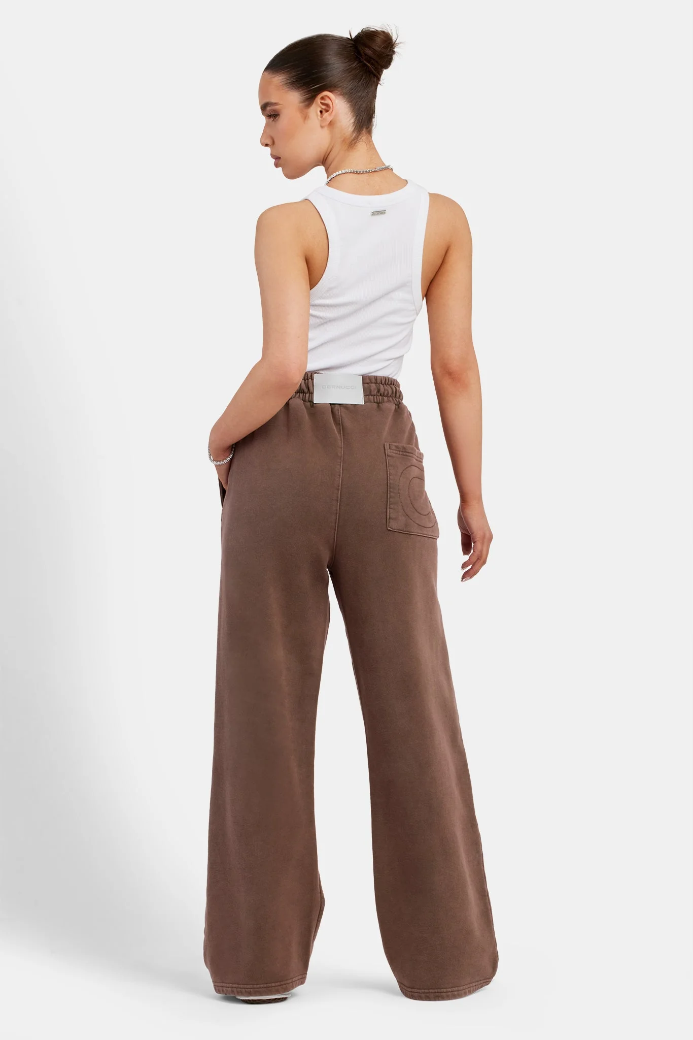 Acid Wash Wide Leg Jogger - Washed Brown - Image 4