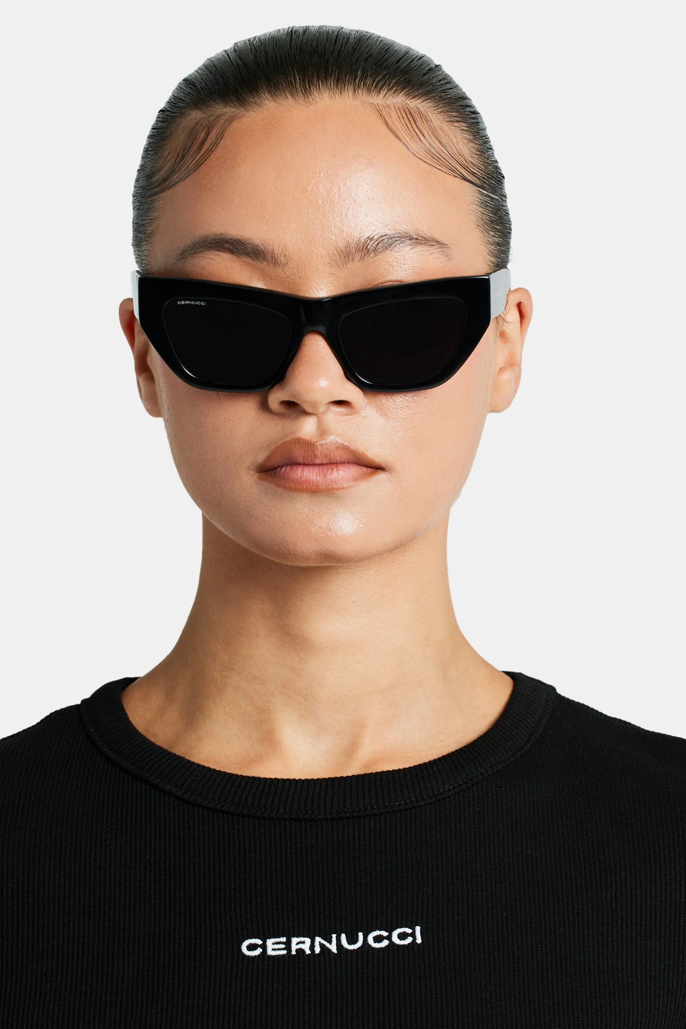 Angled Square Acetate Sunglasses - Black - Image 5