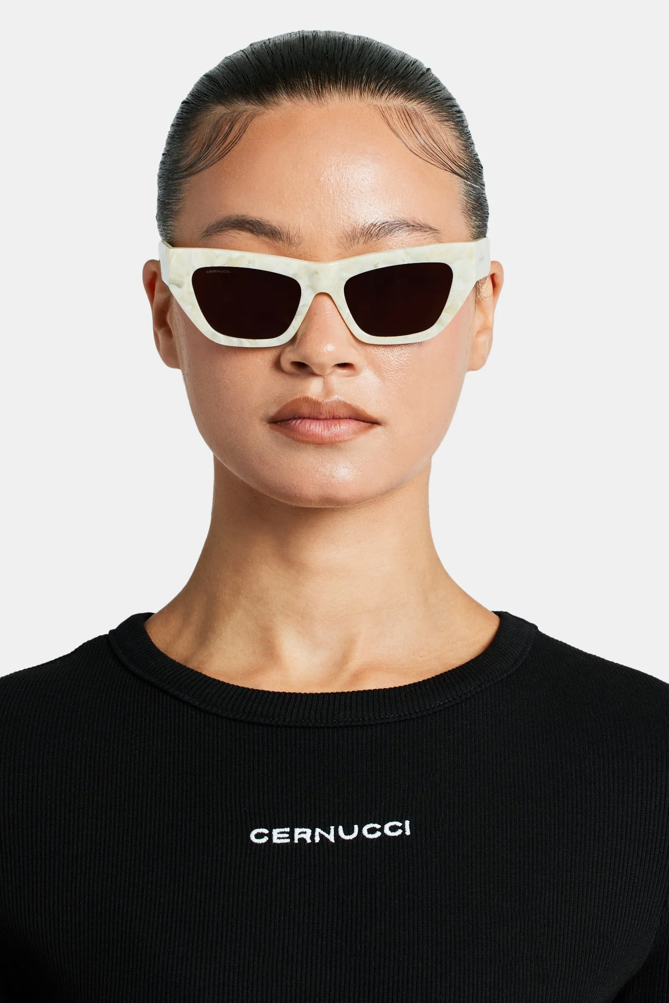 Angled Square Marble Acetate Sunglasses - Multi - Image 2