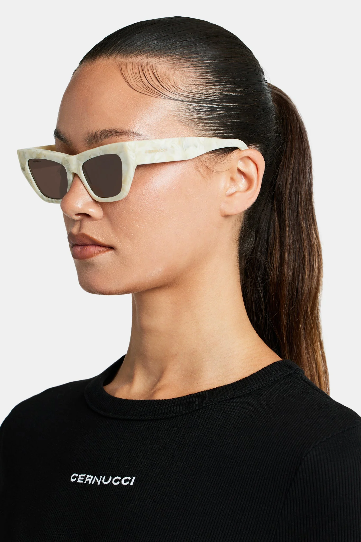 Angled Square Marble Acetate Sunglasses - Multi - Image 5