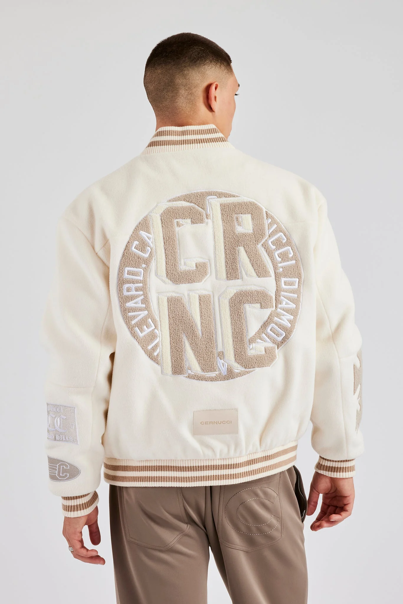 Badge Varsity Bomber Jacket - Off White - Image 3