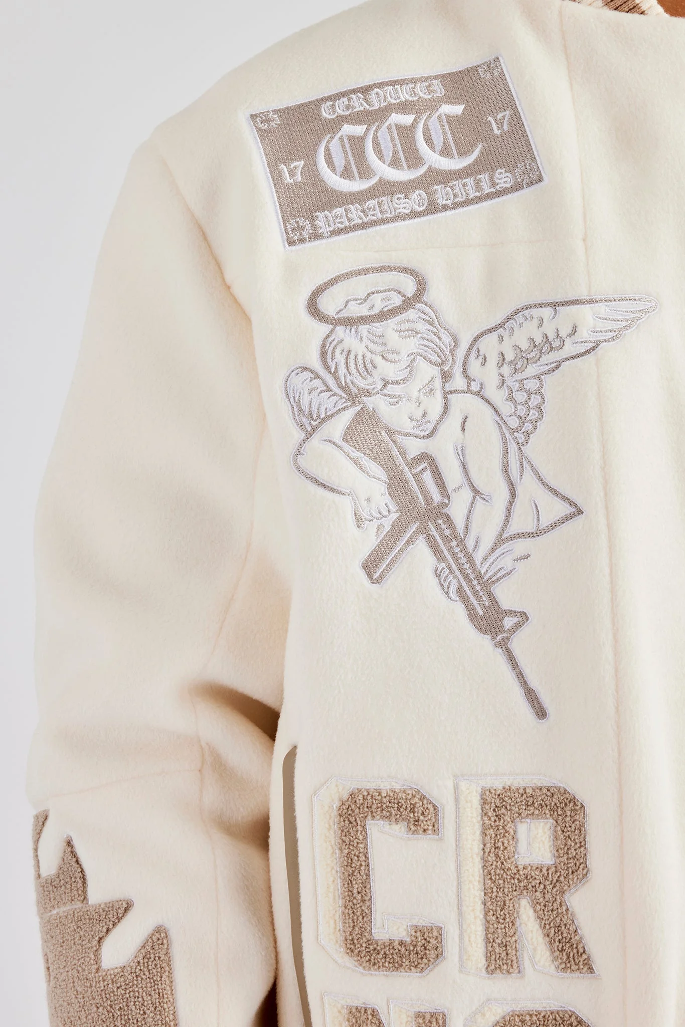 Badge Varsity Bomber Jacket - Off White - Image 4