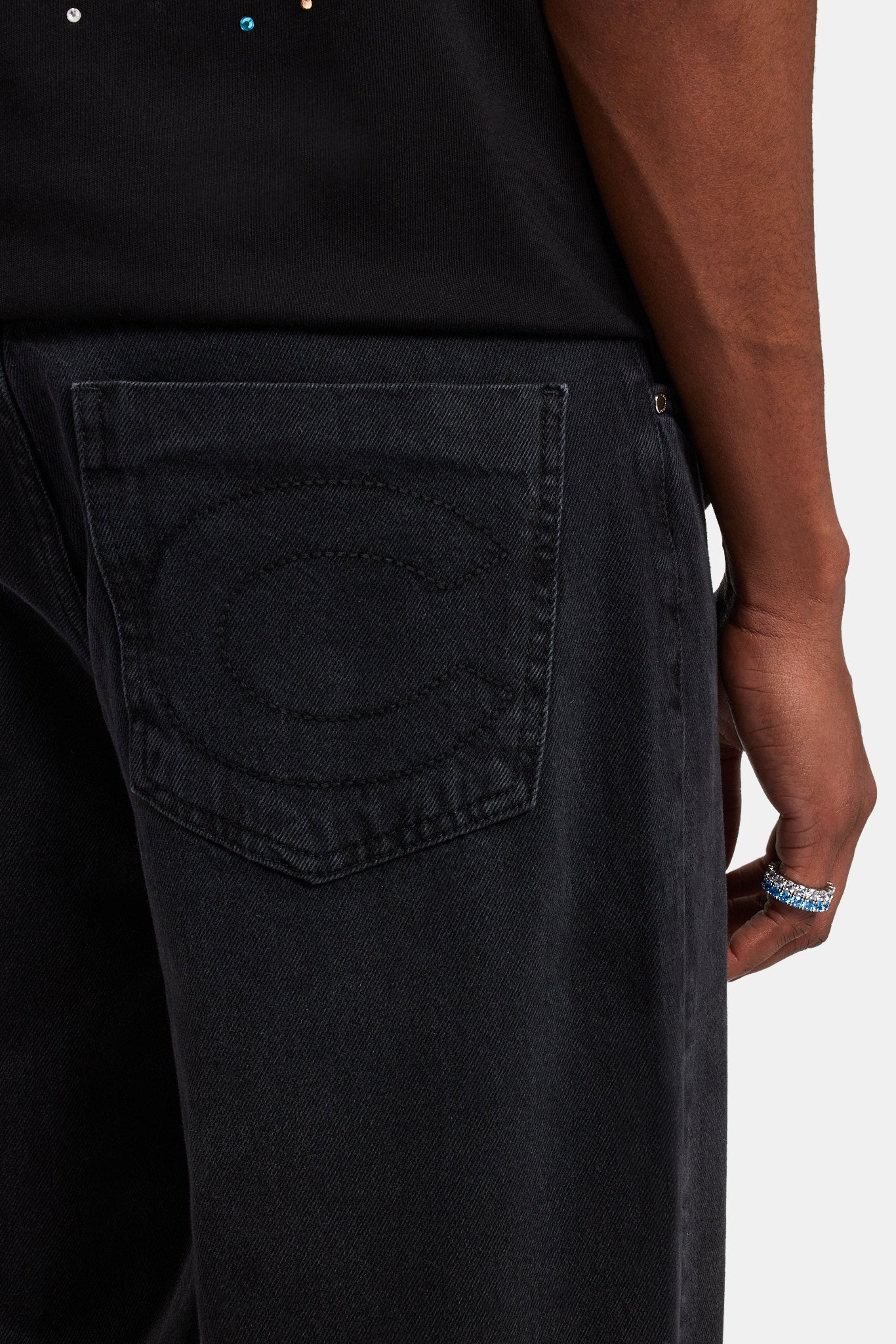 Baggy Fit Jeans - Washed Black - Image 4