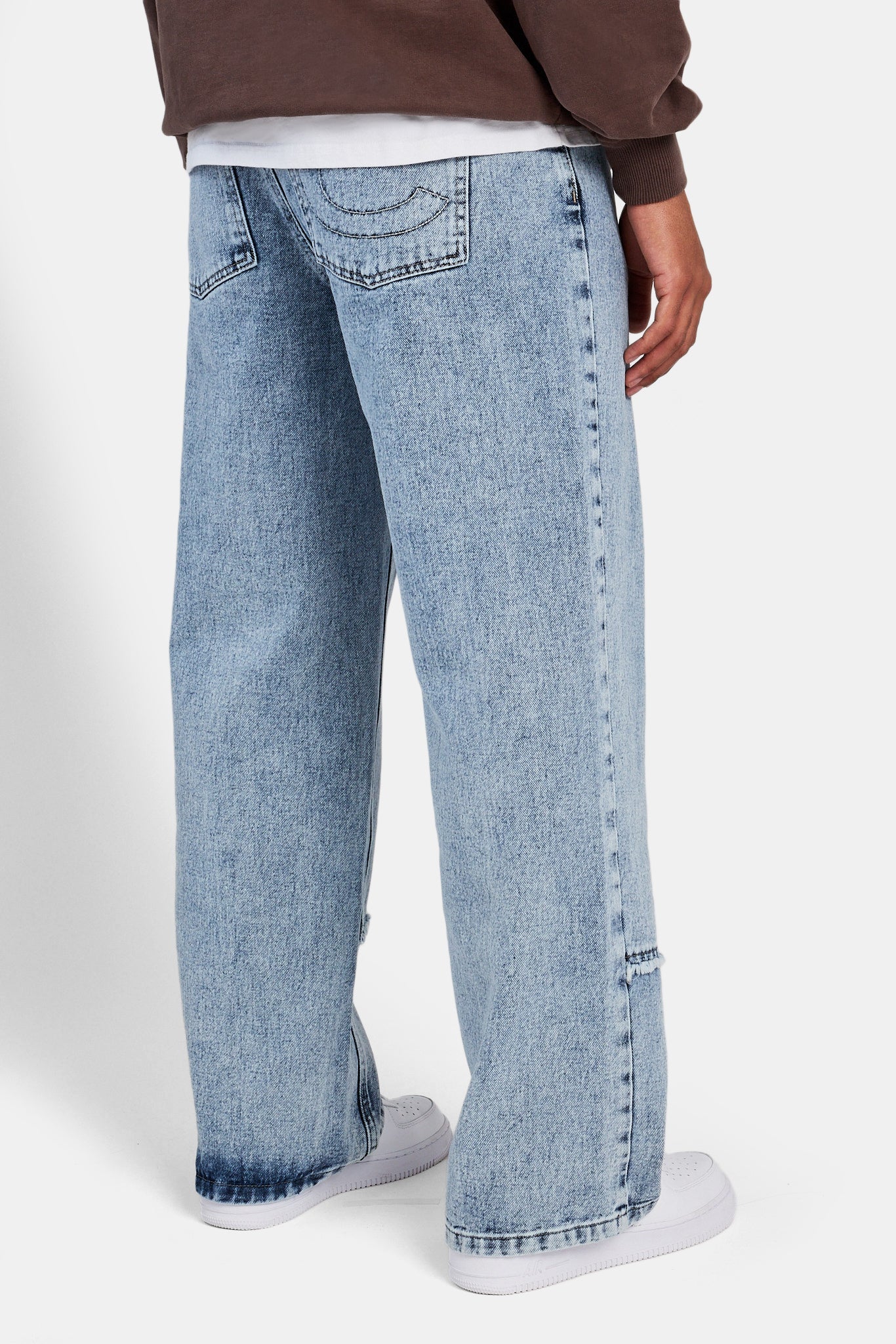 Baggy Fit Raw Edge Jean - Ice Blue - Image 5