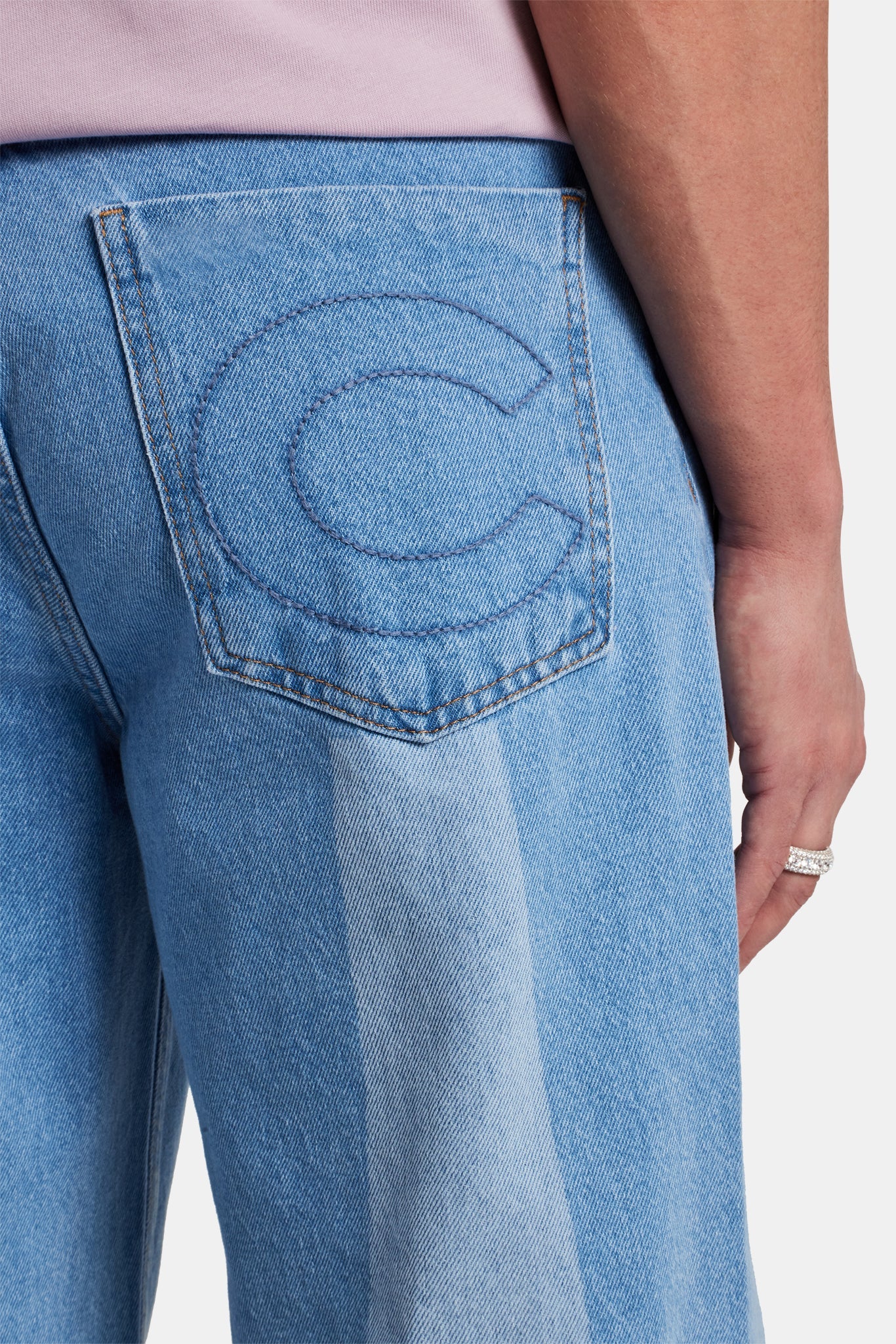 Baggy Panelled Jeans - Mid Blue - Image 3