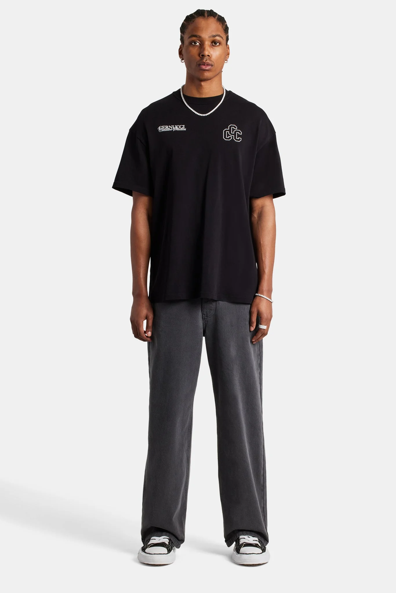 Baggy Panelled Jeans - Washed Black - Image 2