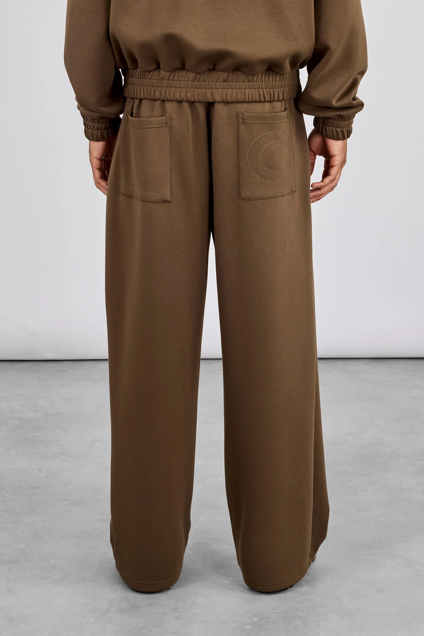 Baggy Scuba Jogger With Woven Tab - Khaki - Image 3
