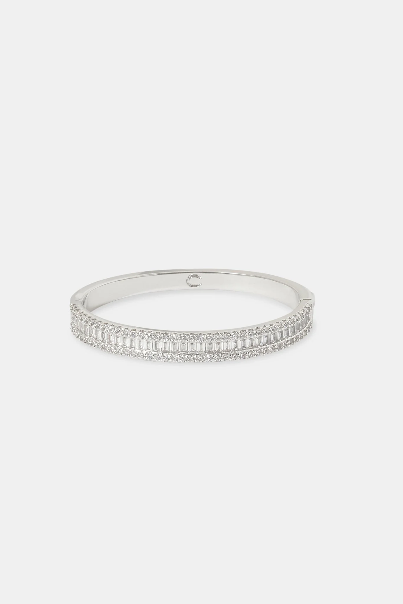 Baguette Tennis Bangle - White 8mm - Image 2