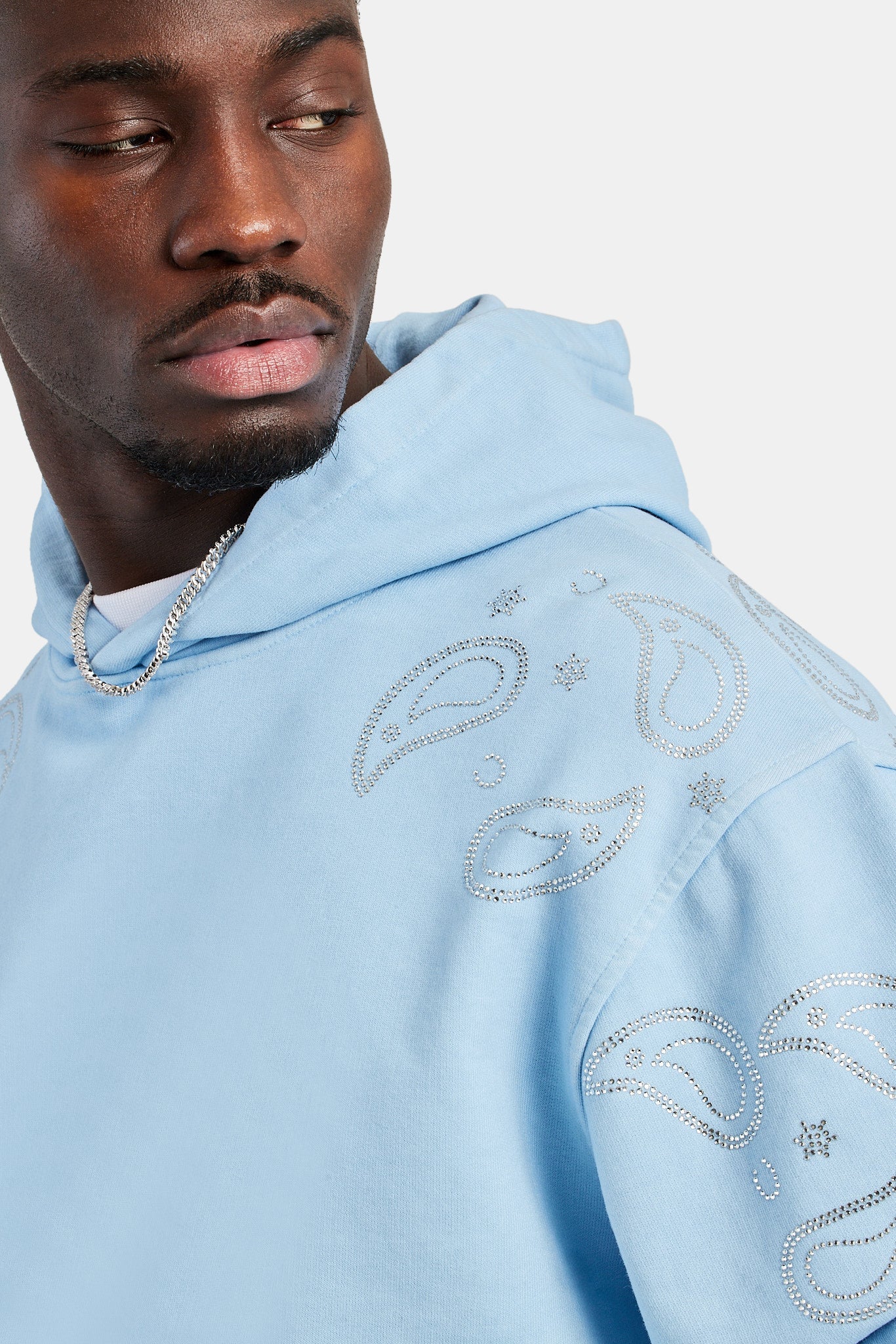 Bandana Rhinestone Hoodie - Washed Blue - Image 3