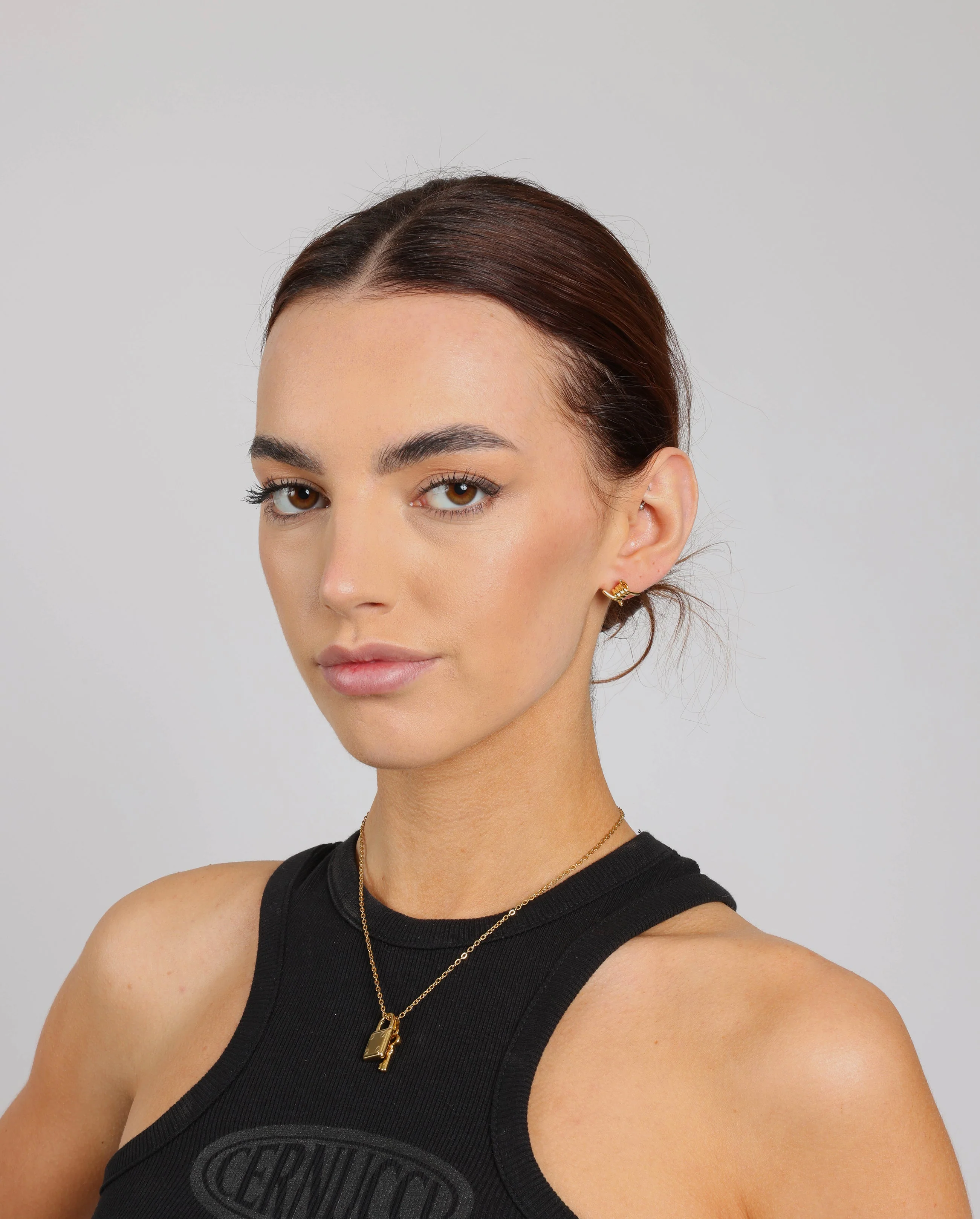 Barbed Wire Stud Earrings - Gold - Image 2