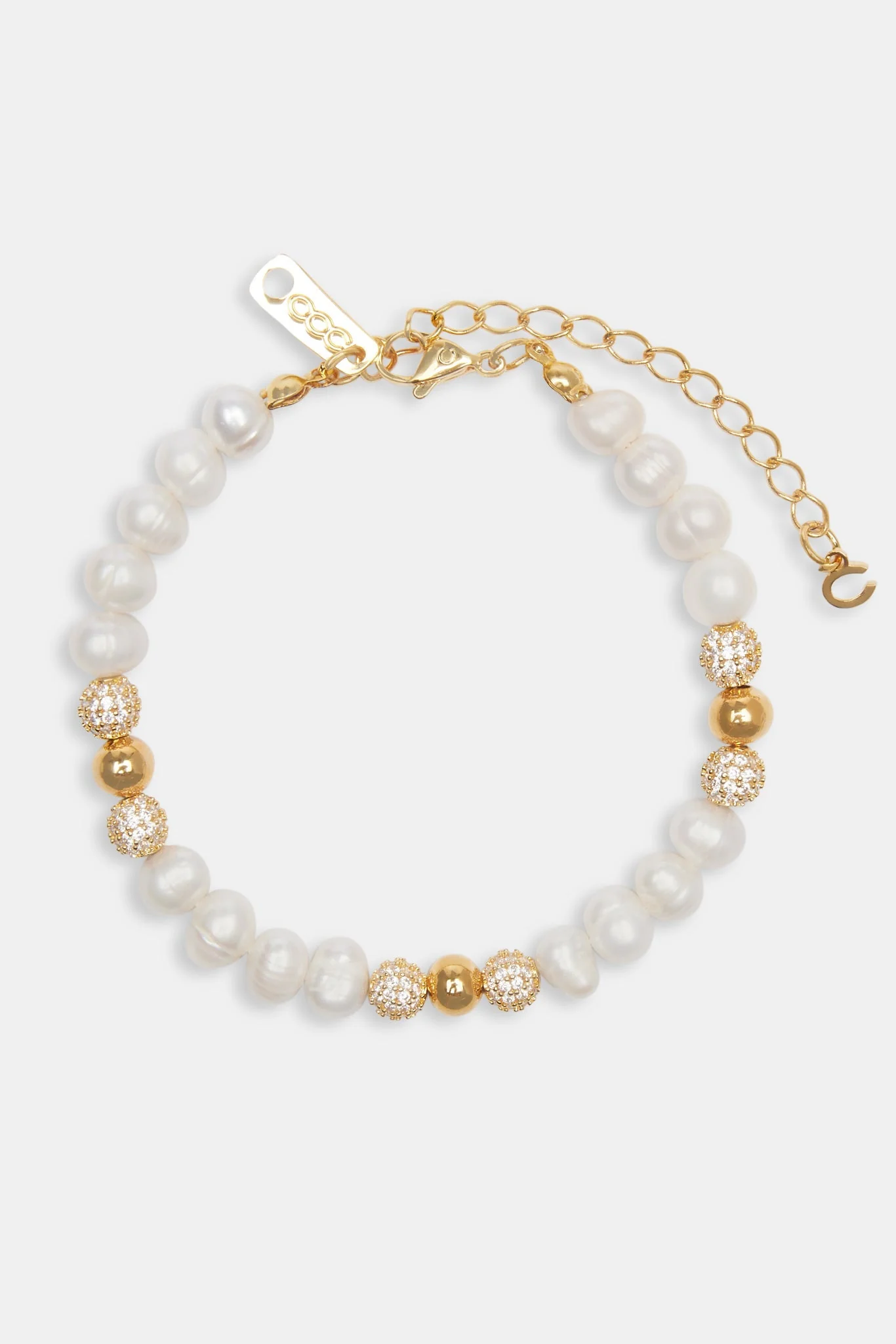 Baroque Freshwater Pearl Gold Ice Ball Bracelet - Gold - Image 2