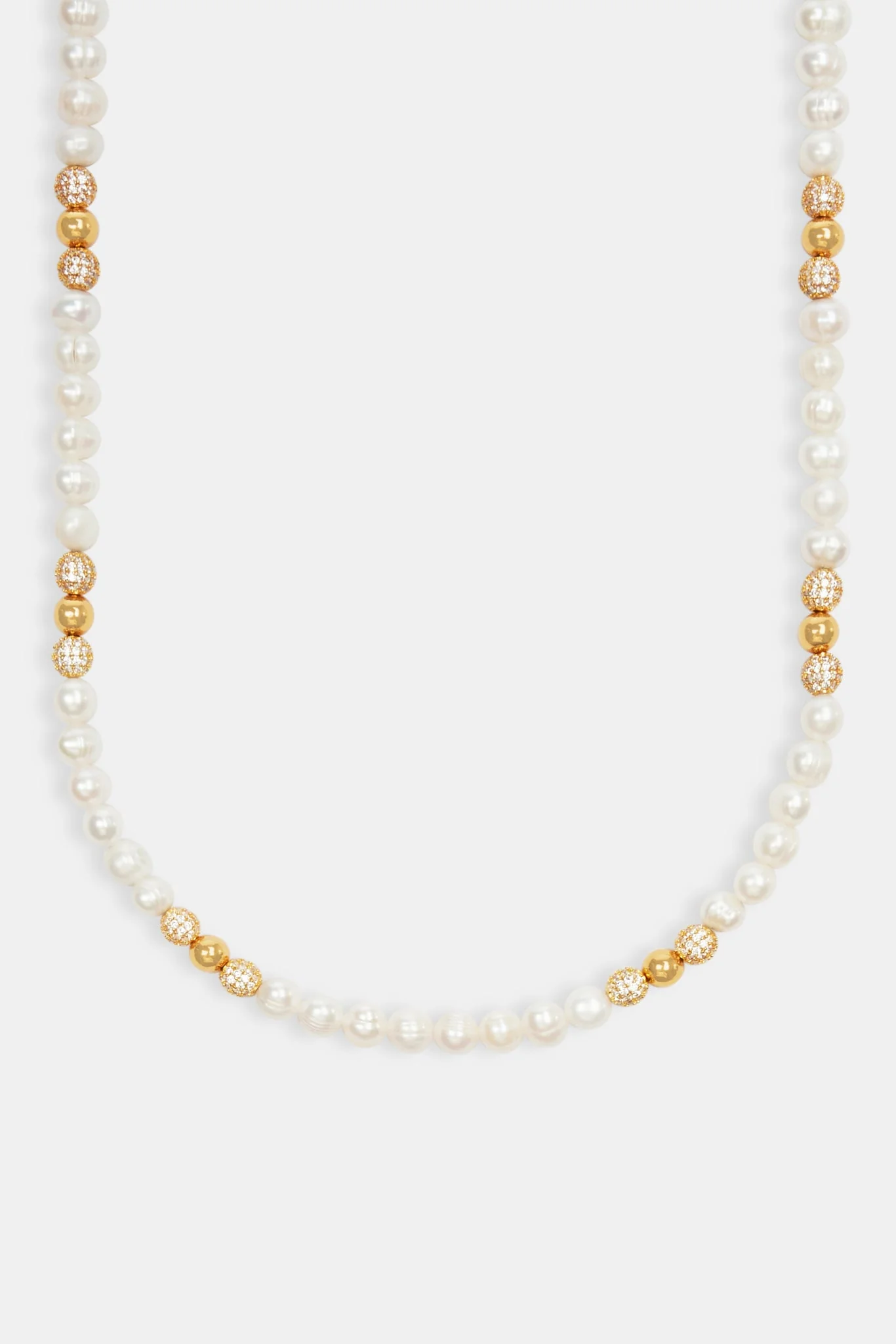 Baroque Freshwater Pearl Gold Ice Ball Necklace - Gold - Image 2