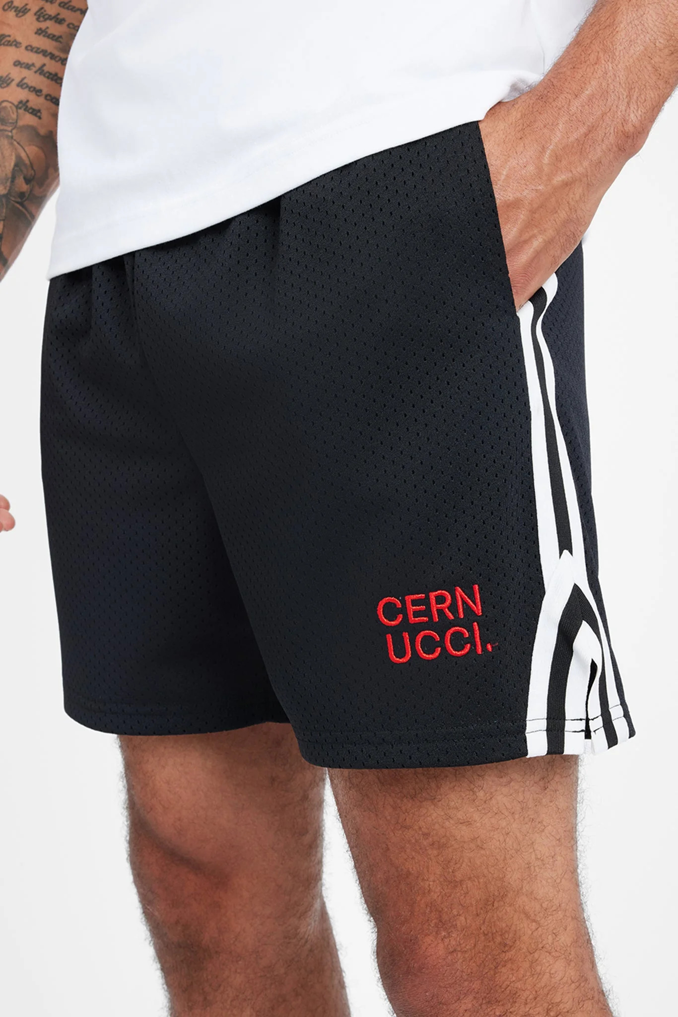 Cernucci Text Mesh Short - Black - Image 2