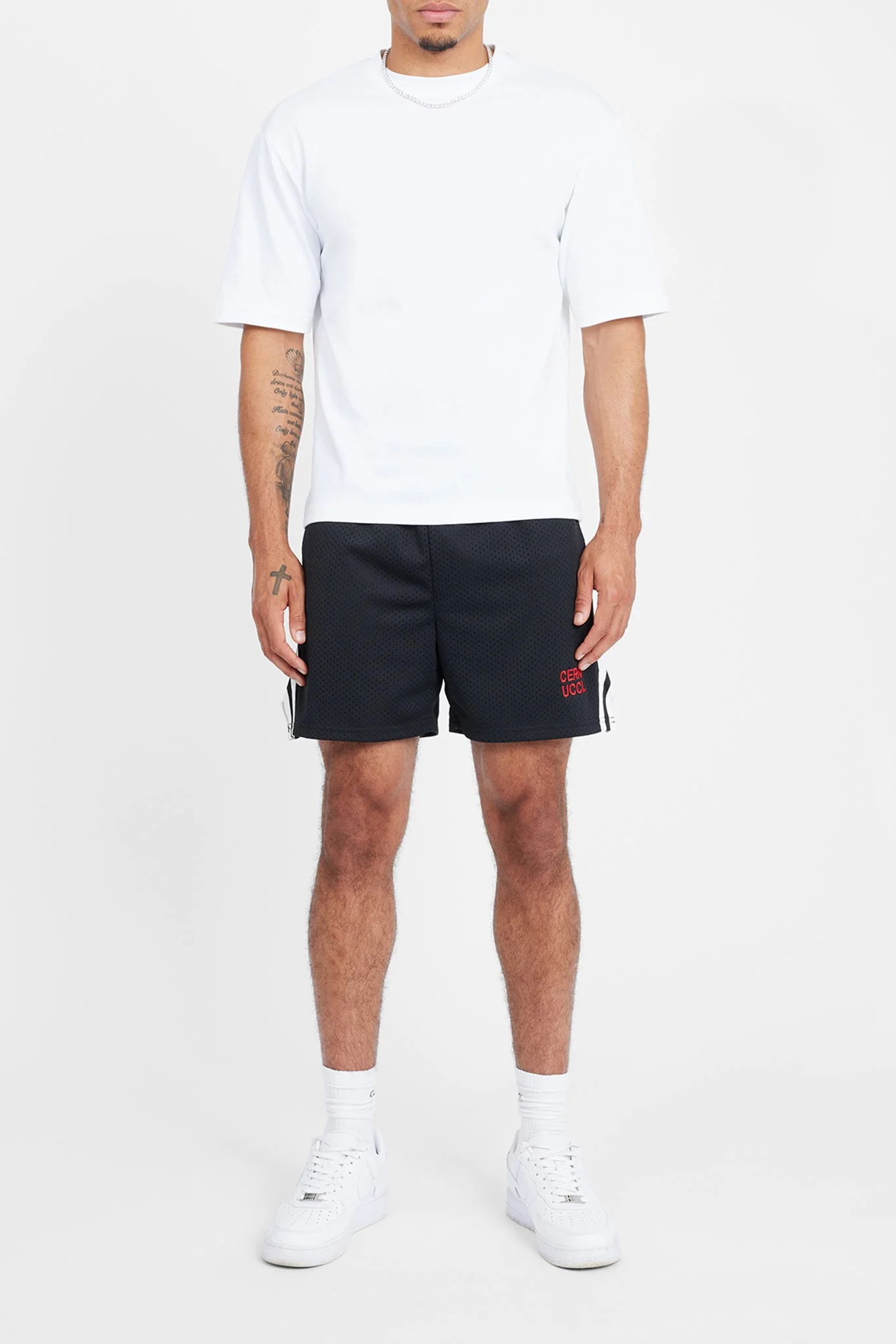 Cernucci Text Mesh Short - Black - Image 3