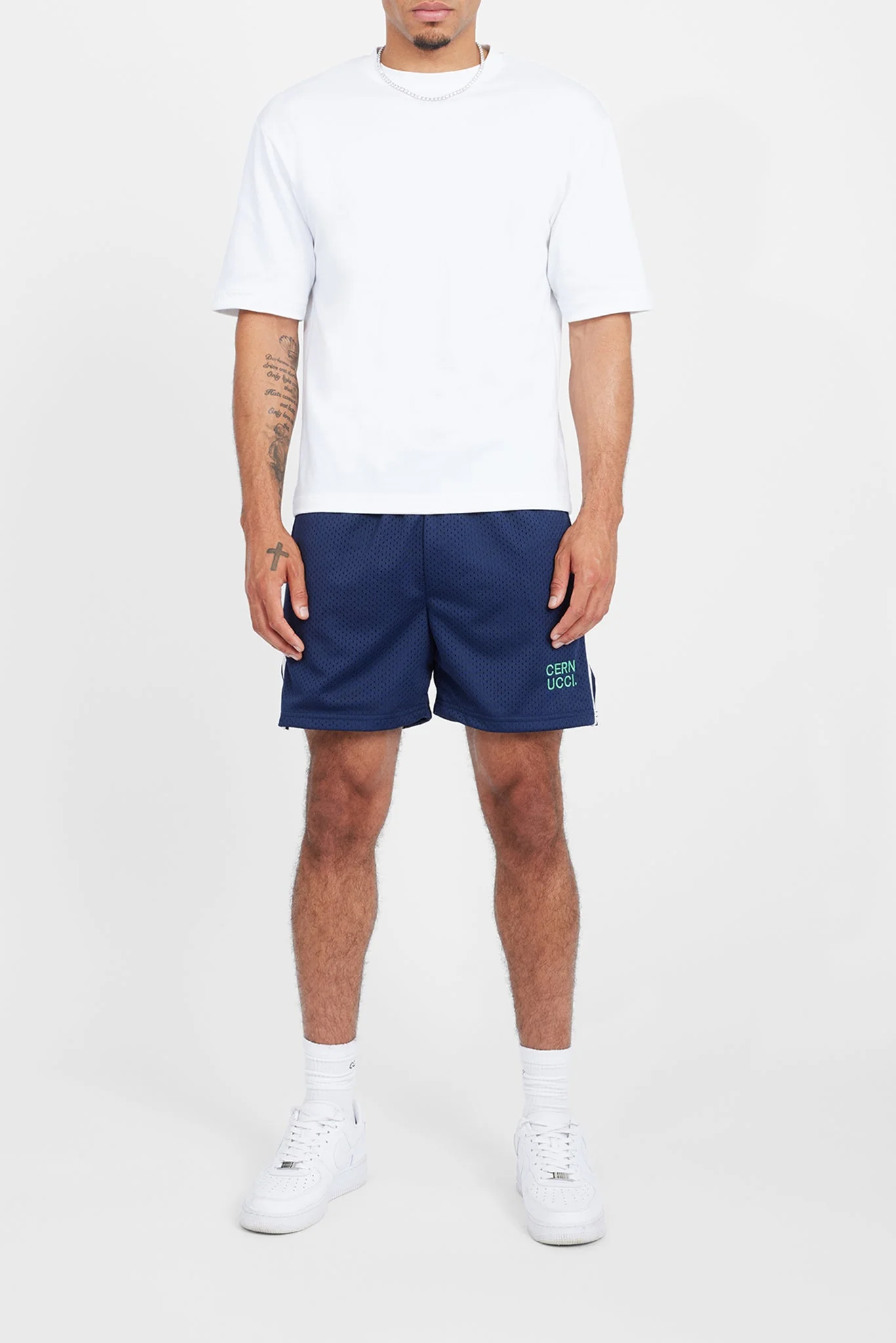 Cernucci Text Mesh Short - Navy - Image 3
