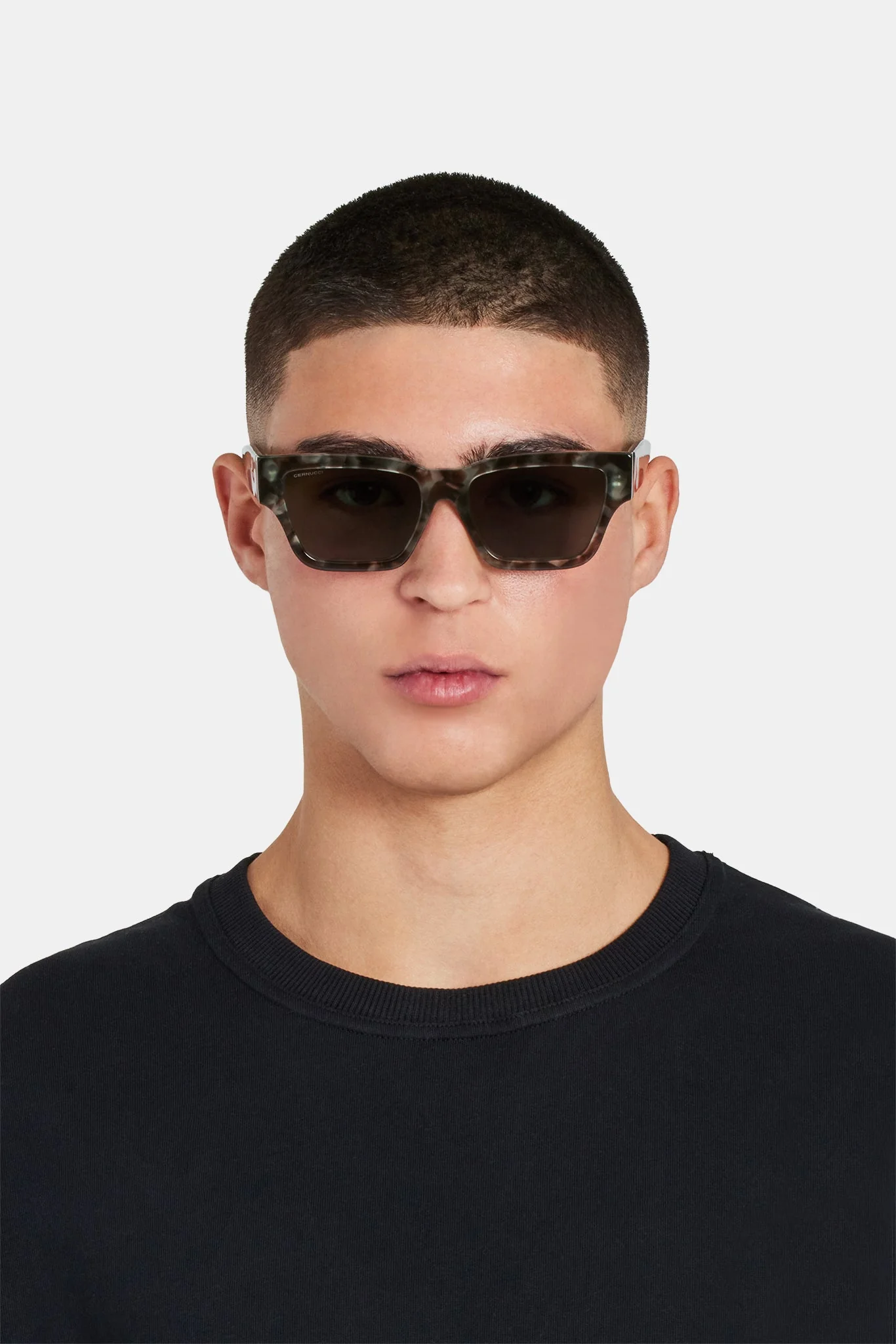 Beseled Chunky Square Marble Acetate Frame Sunglasses - Multi - Image 5