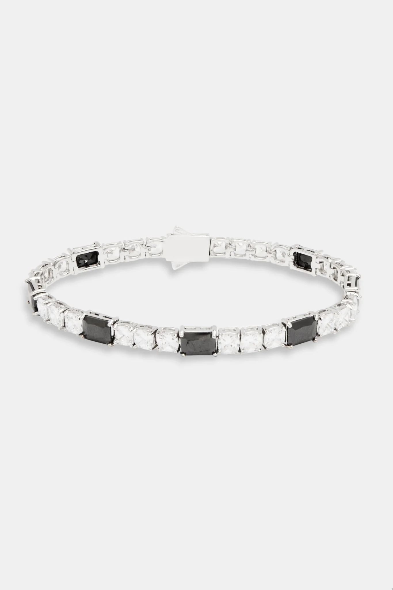 Black & Clear Baguette and Square Tennis Bracelet - Image 2