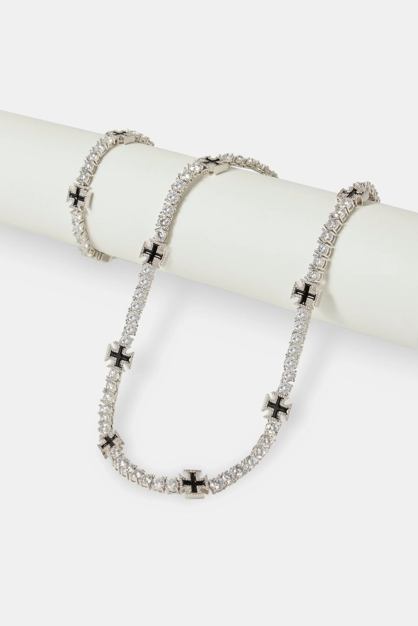 Black Cross Motif Tennis Chain & Bracelet - 5mm - Image 2