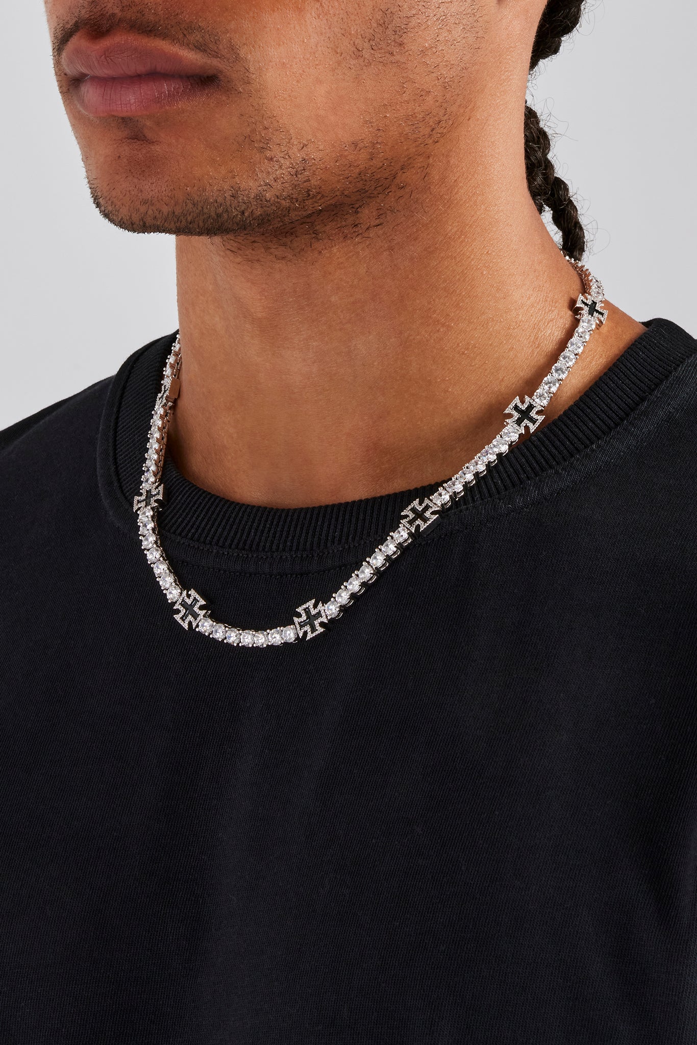 Black Cross Motif Tennis Chain & Bracelet - 5mm - Image 7