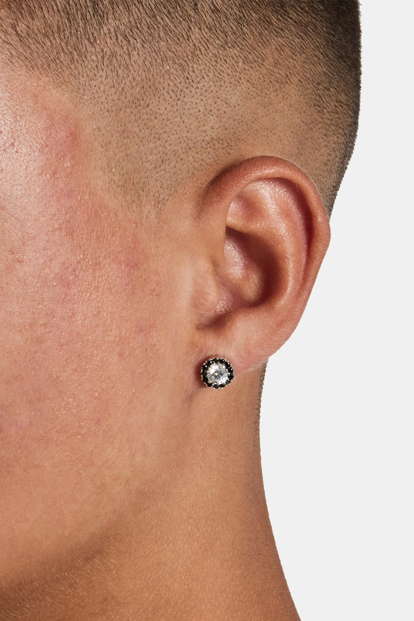 Black CZ Cluster Round Stud Earrings - Image 2