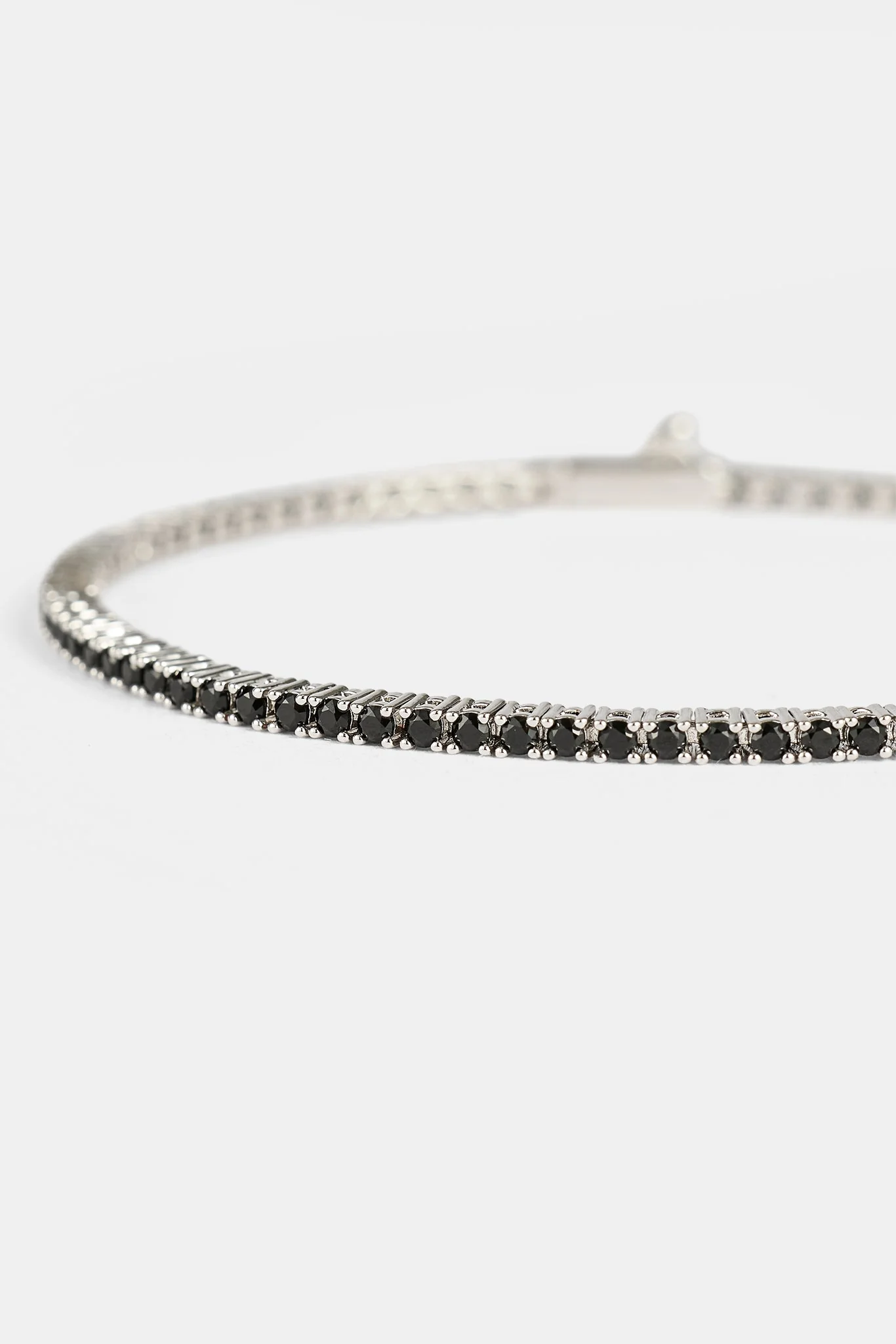 Black CZ Tennis Bracelet - 2mm - White - Image 3