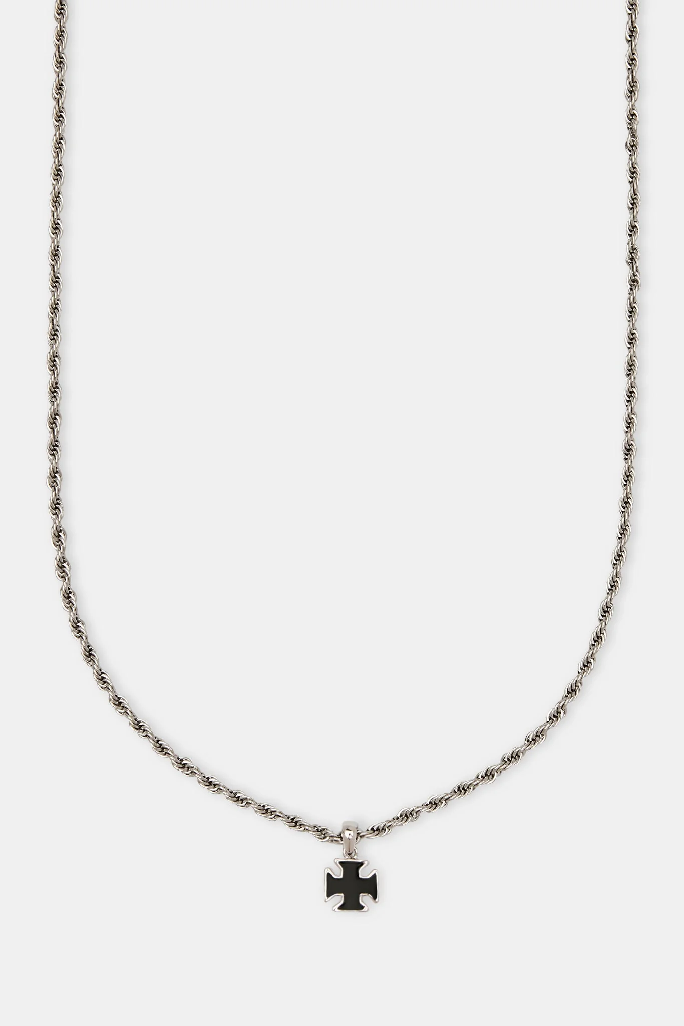 Black Enamel Cross Motif Necklace - 10mm - Image 2