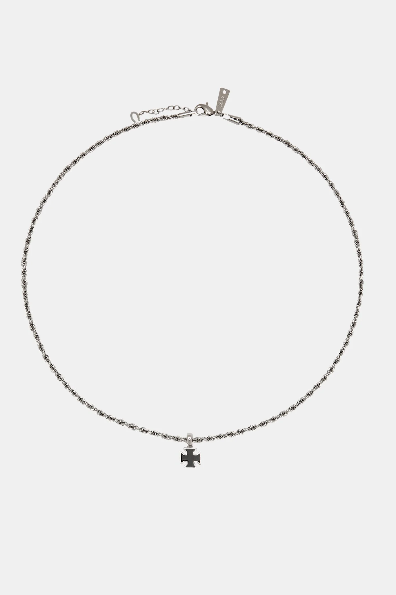 Black Enamel Cross Motif Necklace - 10mm - Image 4