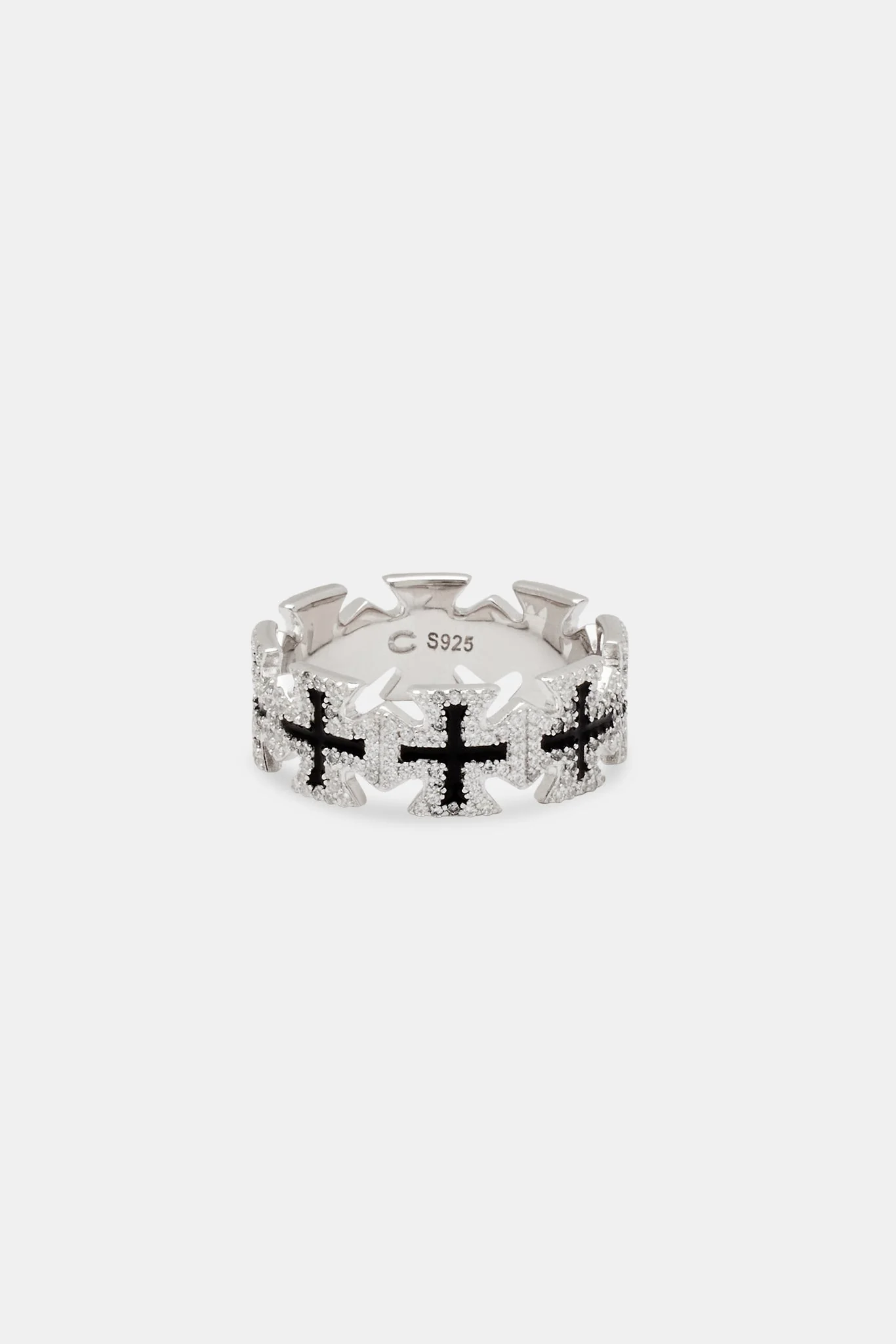 Black Enamel Cross Motif Ring