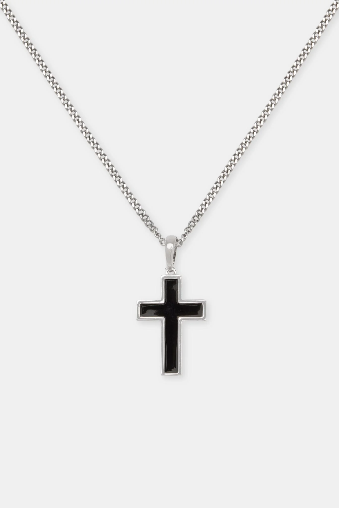 Black Enamel Cross Pendant - 15mm - Image 2
