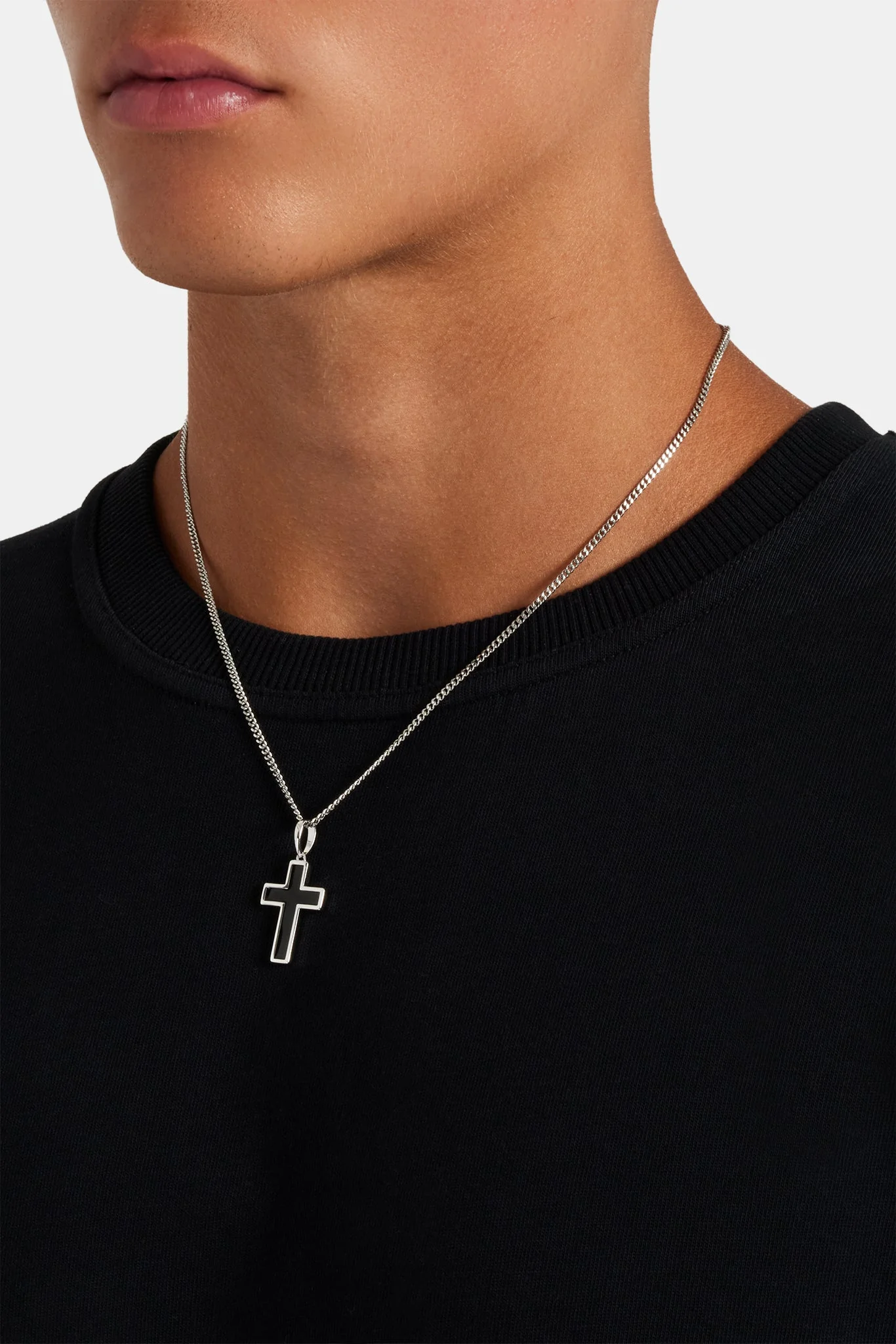 Black Enamel Cross Pendant - 15mm - Image 3