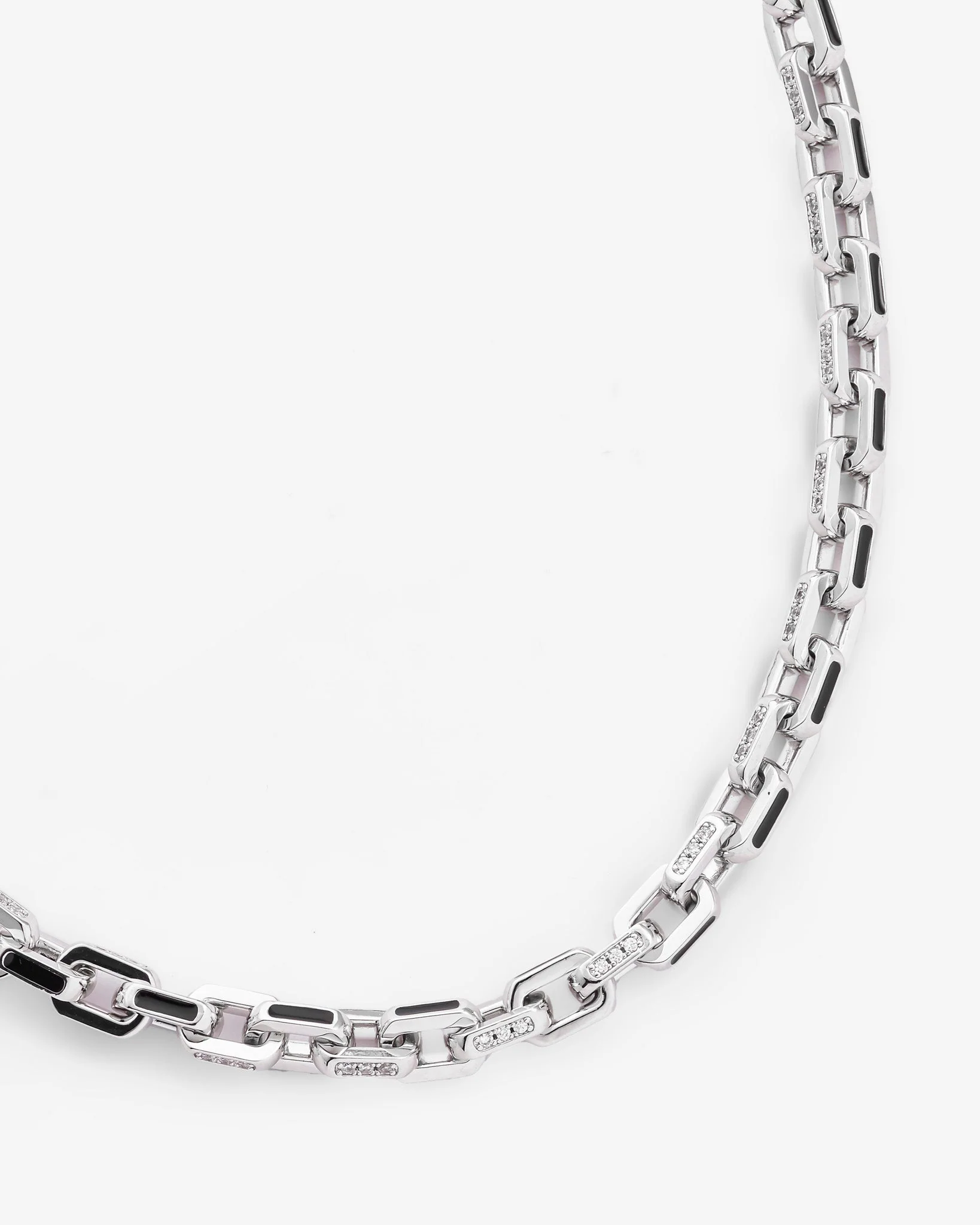 Black Enamel Detail Link Chain - Image 2