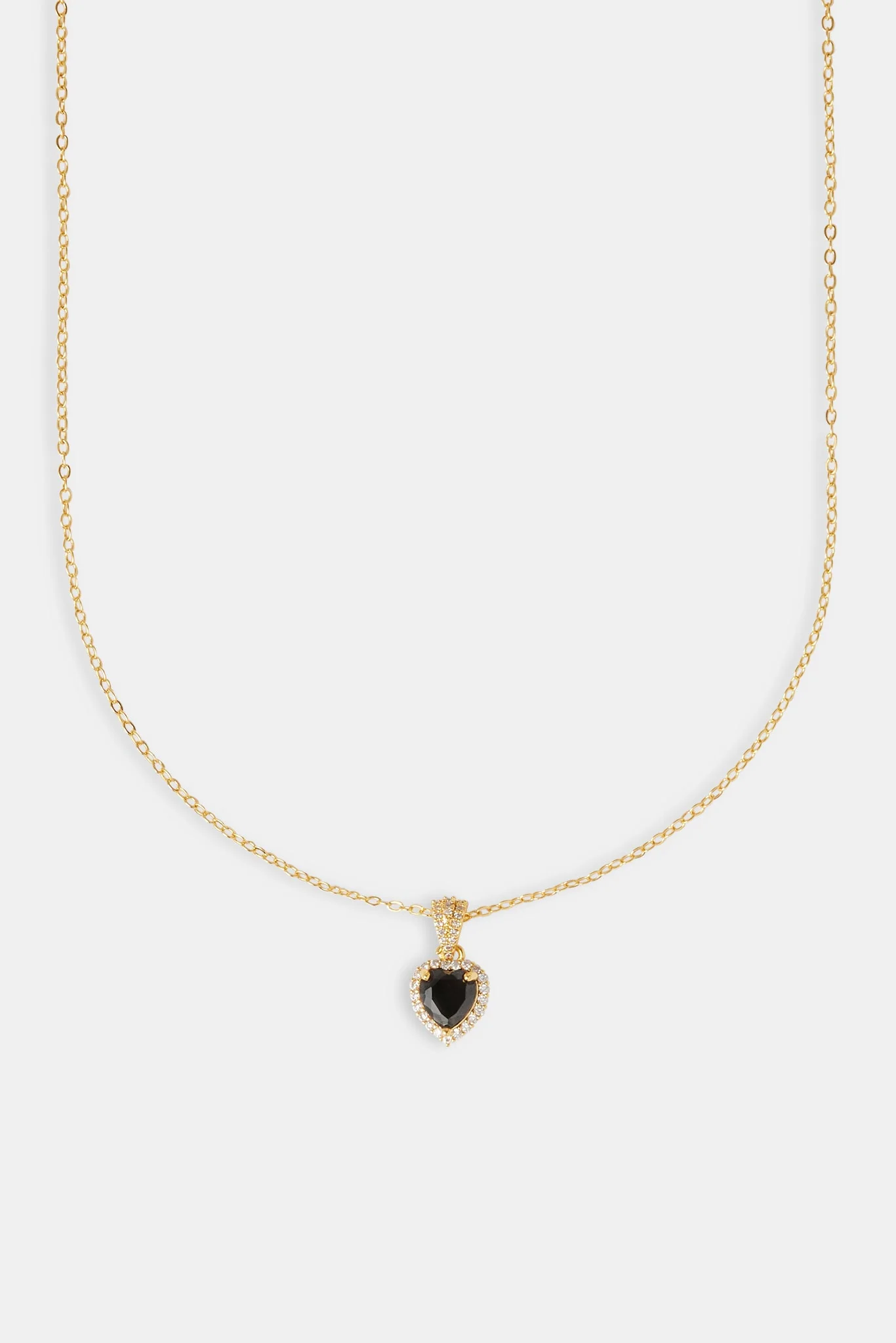 Black Heart Bezel Necklace - Gold - 10mm - Image 2