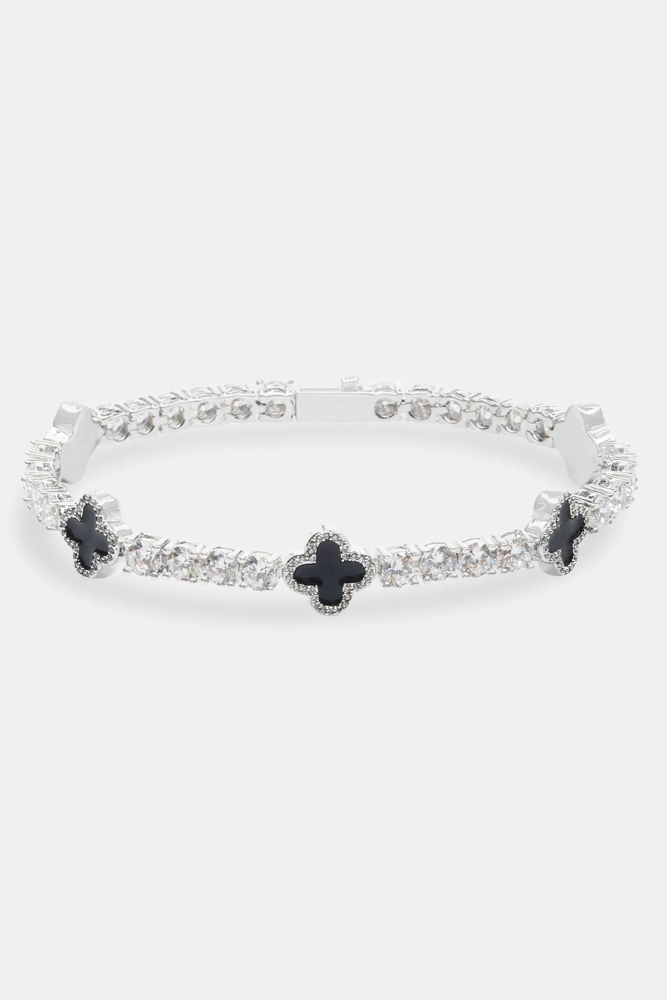 Black Motif Tennis Bracelet - White 5mm - Image 2