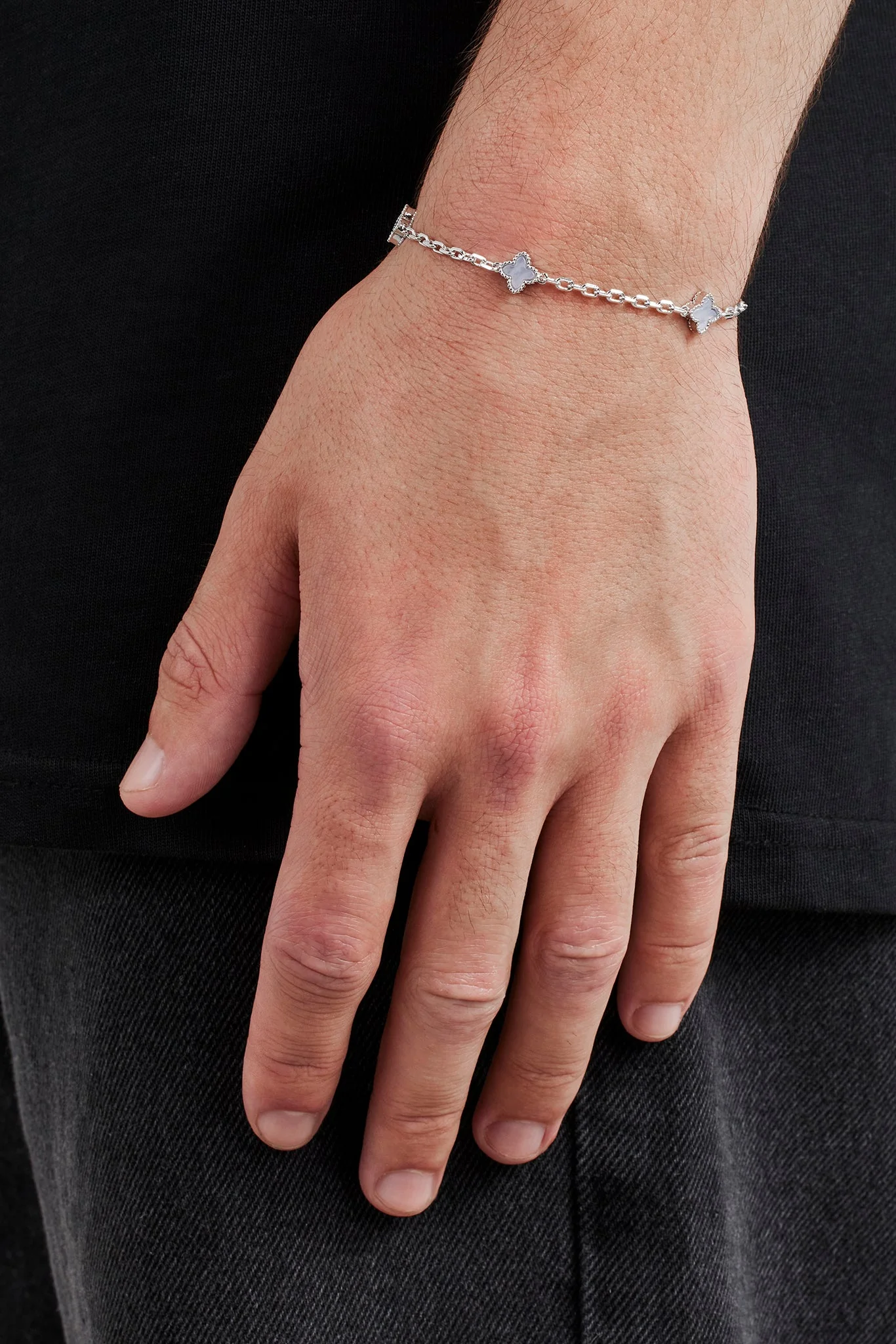 Blue Agate Motif Rolo Bracelet - 8mm - Image 3