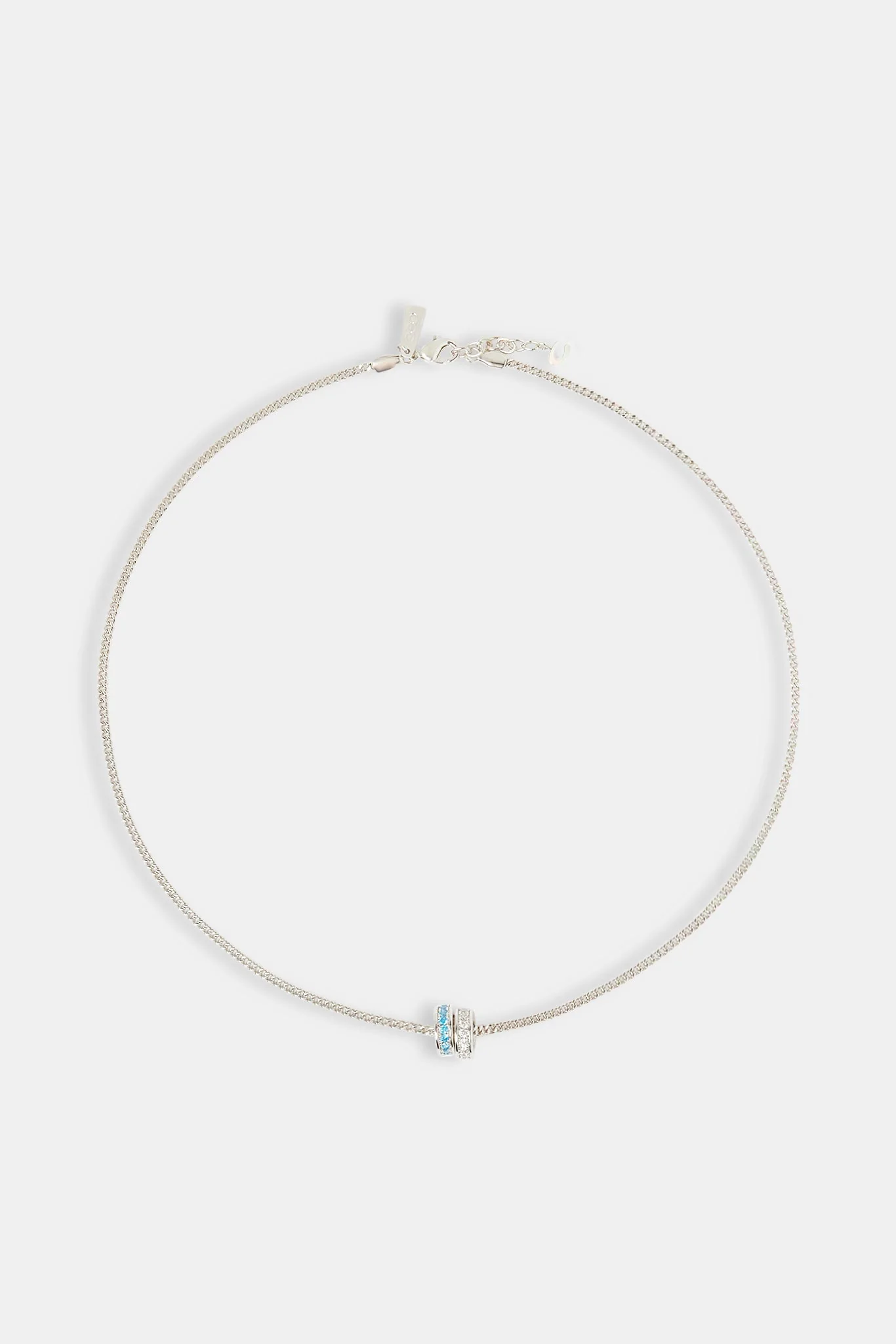 Blue & Clear Iced Ring Necklace - 15mm - Image 5
