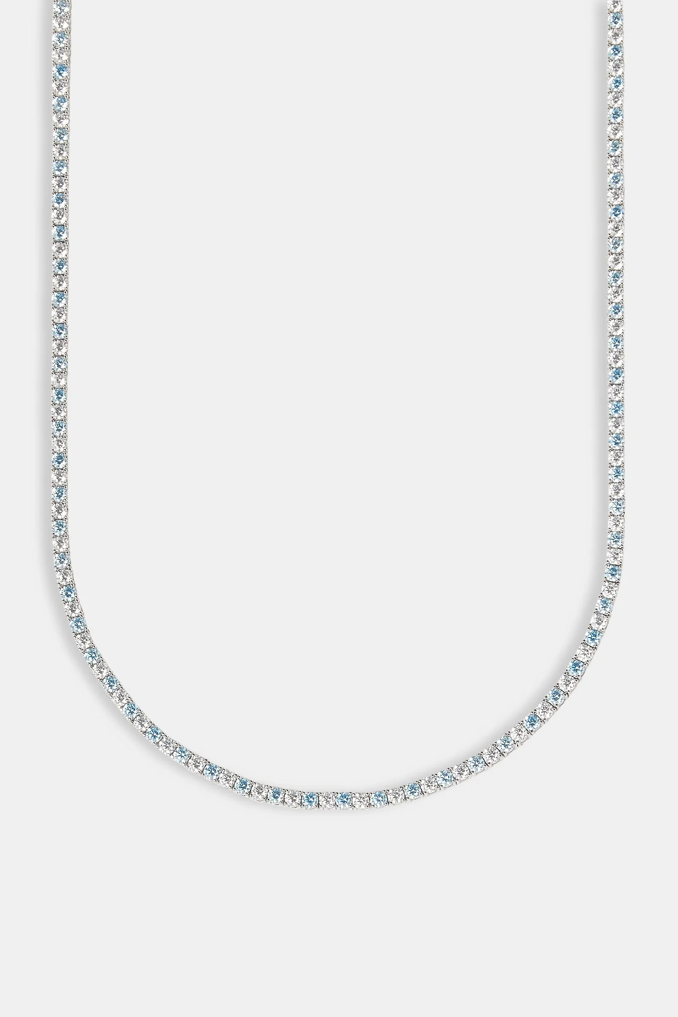 Blue & Clear Stone Tennis Chain - 3mm - Image 2