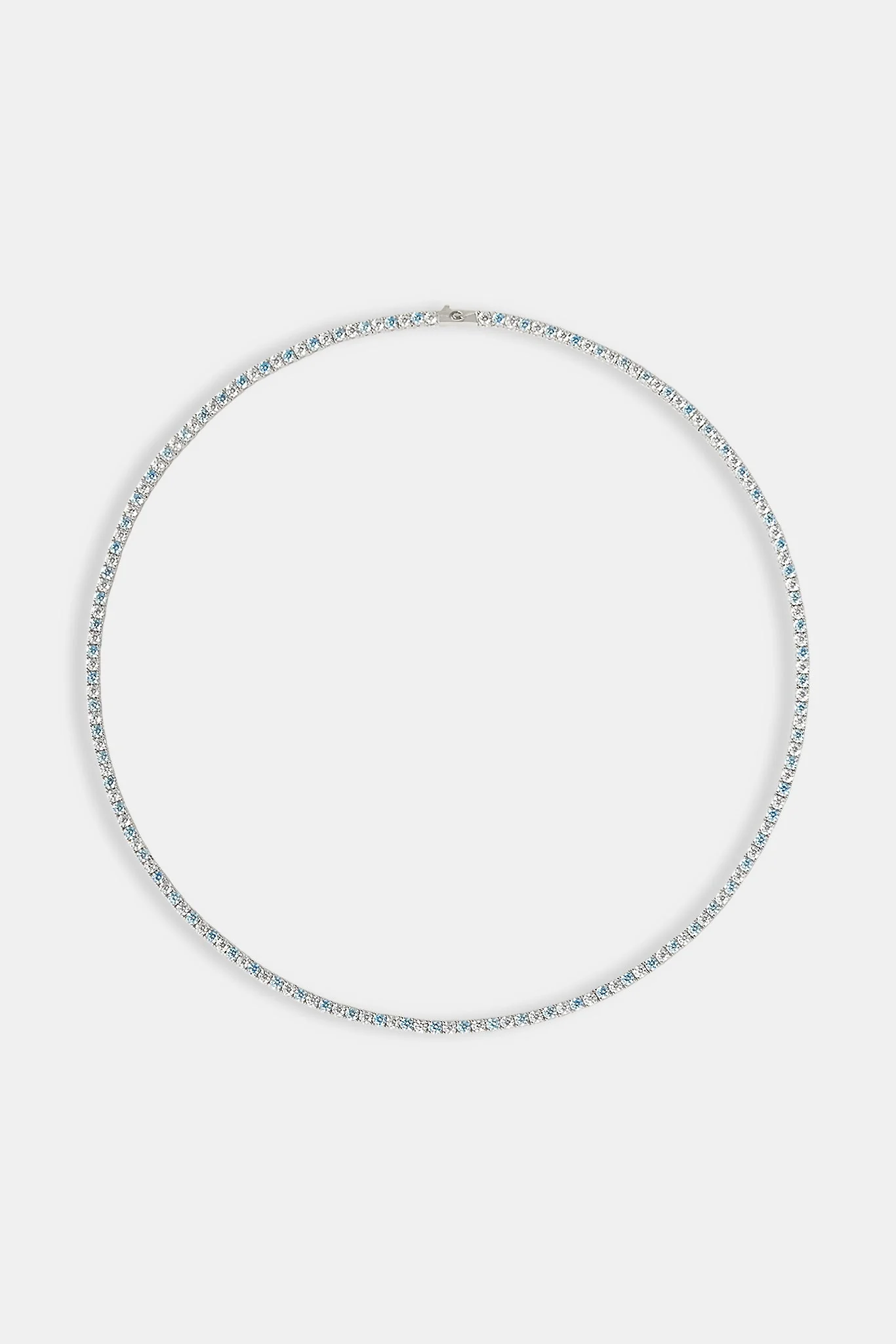 Blue & Clear Stone Tennis Chain - 3mm - Image 4