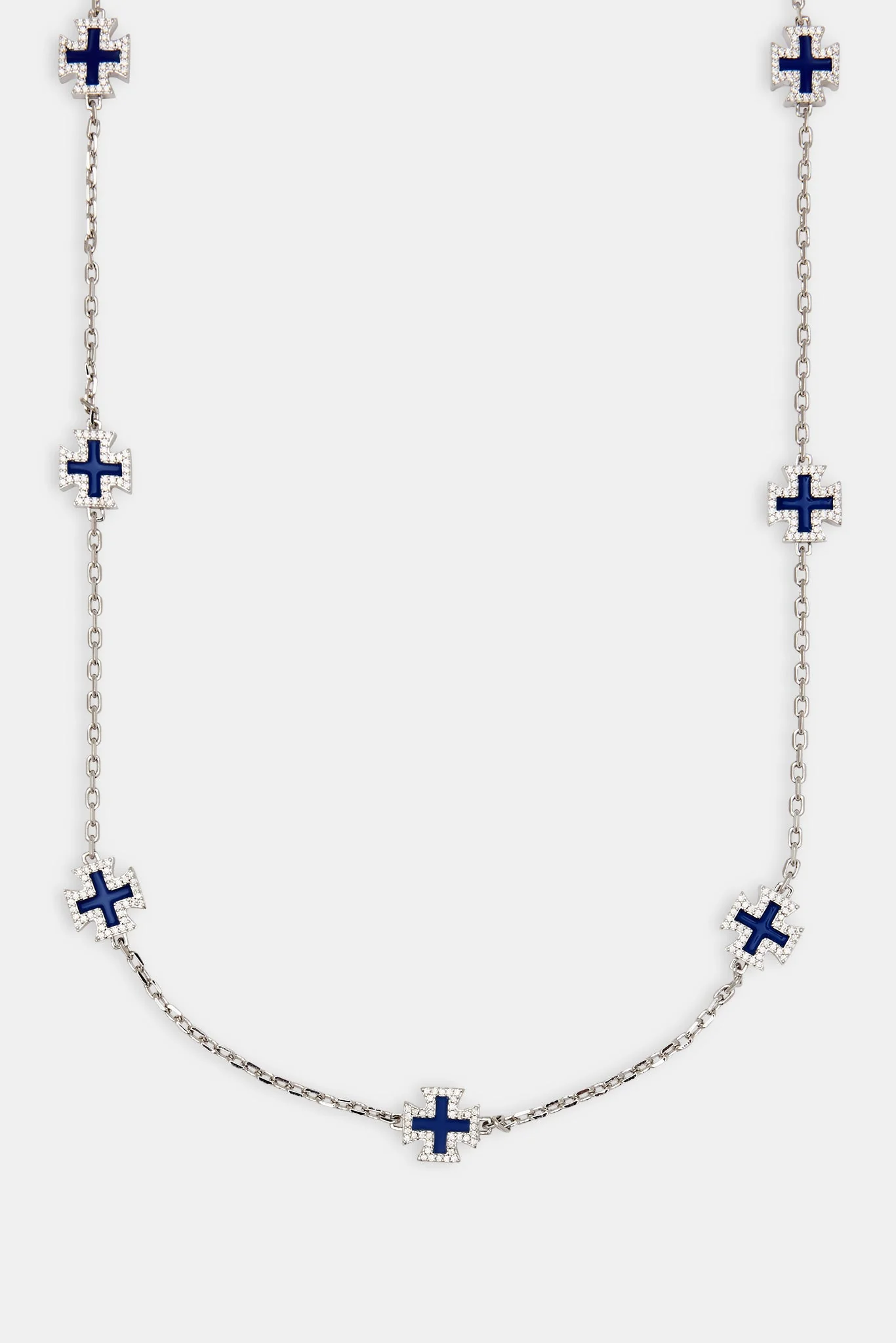 Blue Enamel Cross Motif Chain - 12mm - Image 2