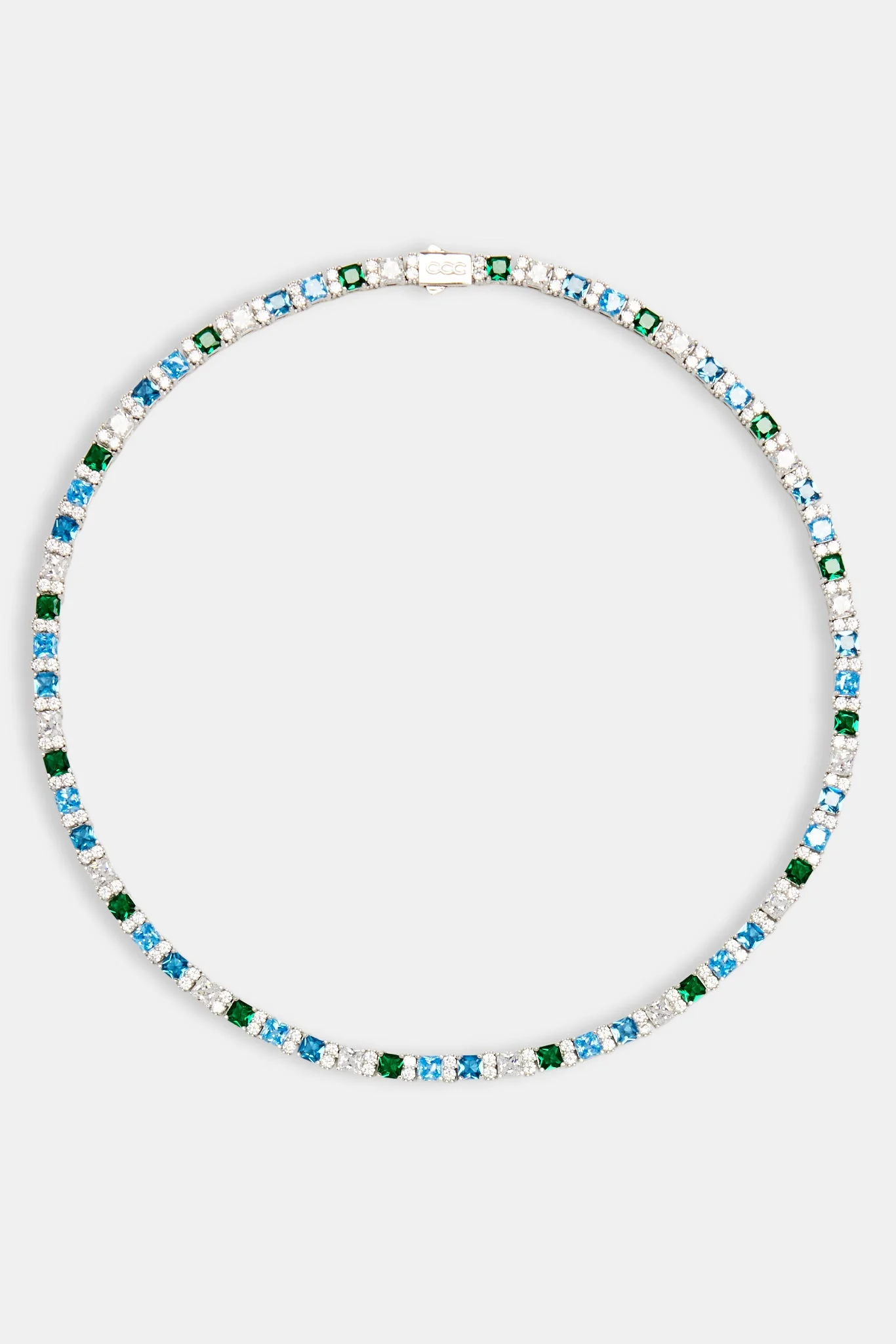 Blue & Green CZ Baguette Tennis Chain - Image 3
