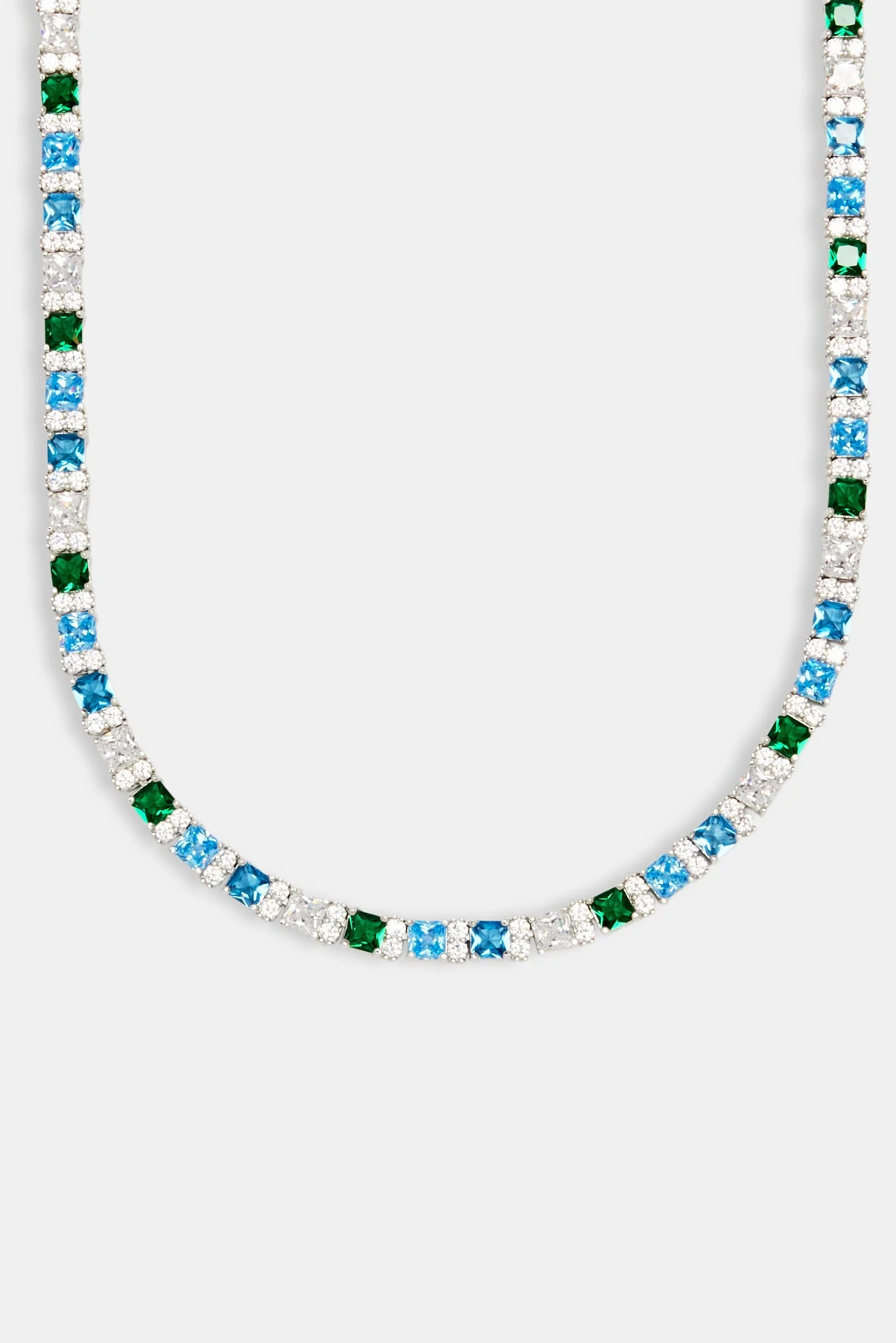 Blue & Green Baguette Tennis Chain + Bracelet Bundle - Image 3