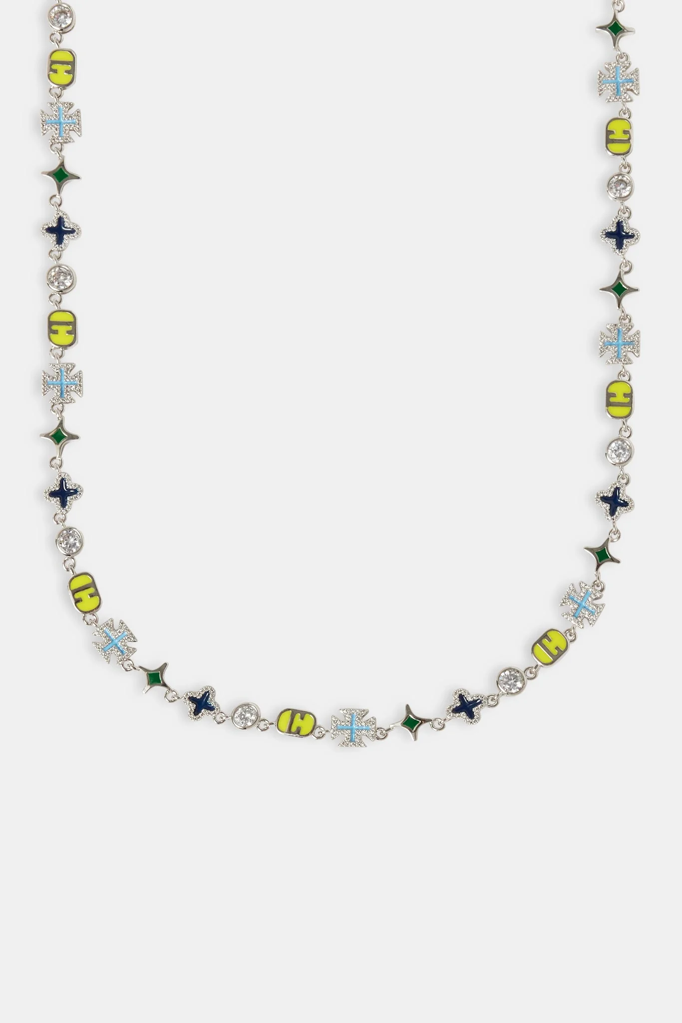 Blue Mixed Motif Polished Chain - 8mm - Image 2