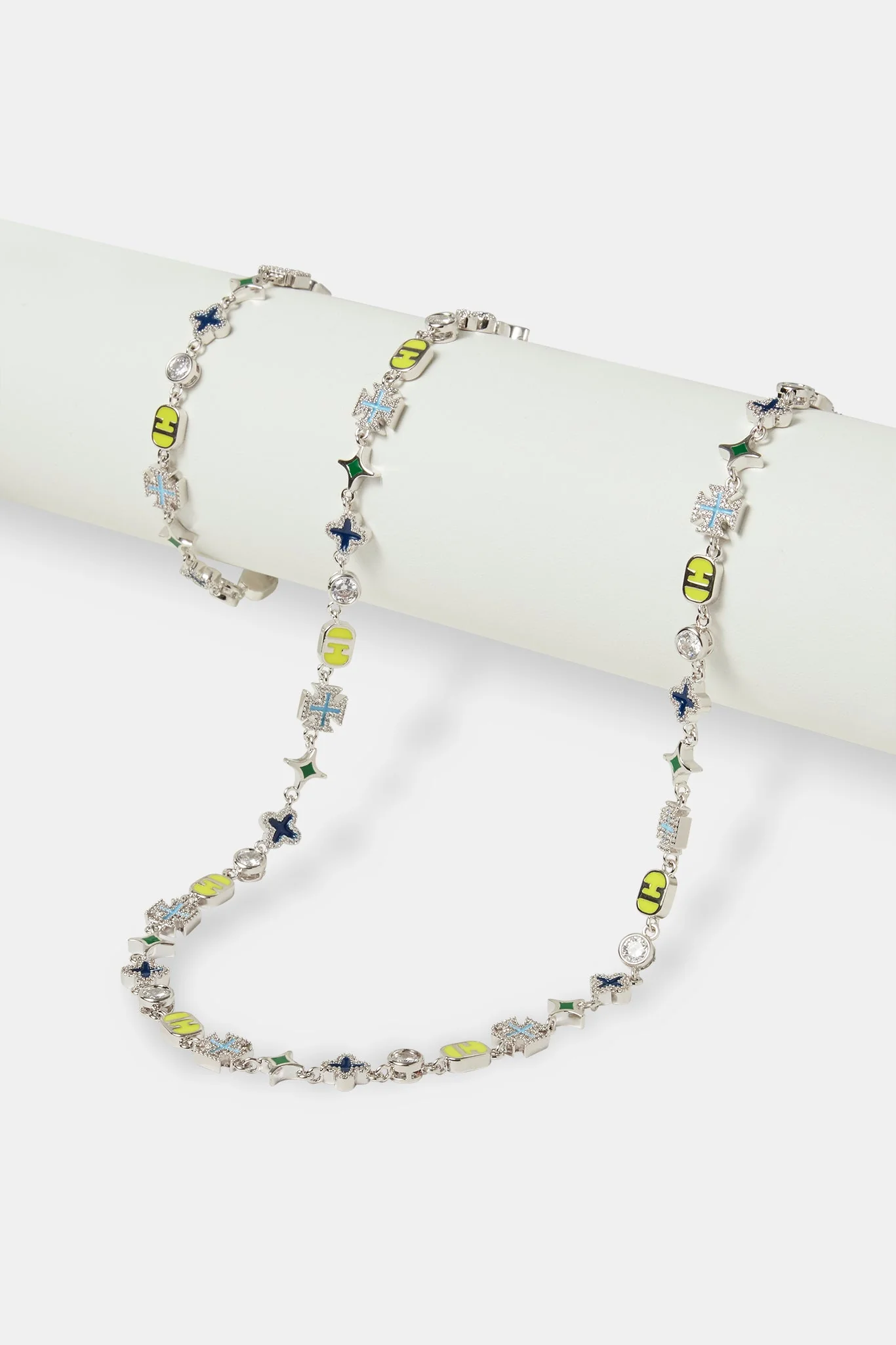 Blue Mixed Motif Polished Chain & Bracelet - 5mm - Image 2